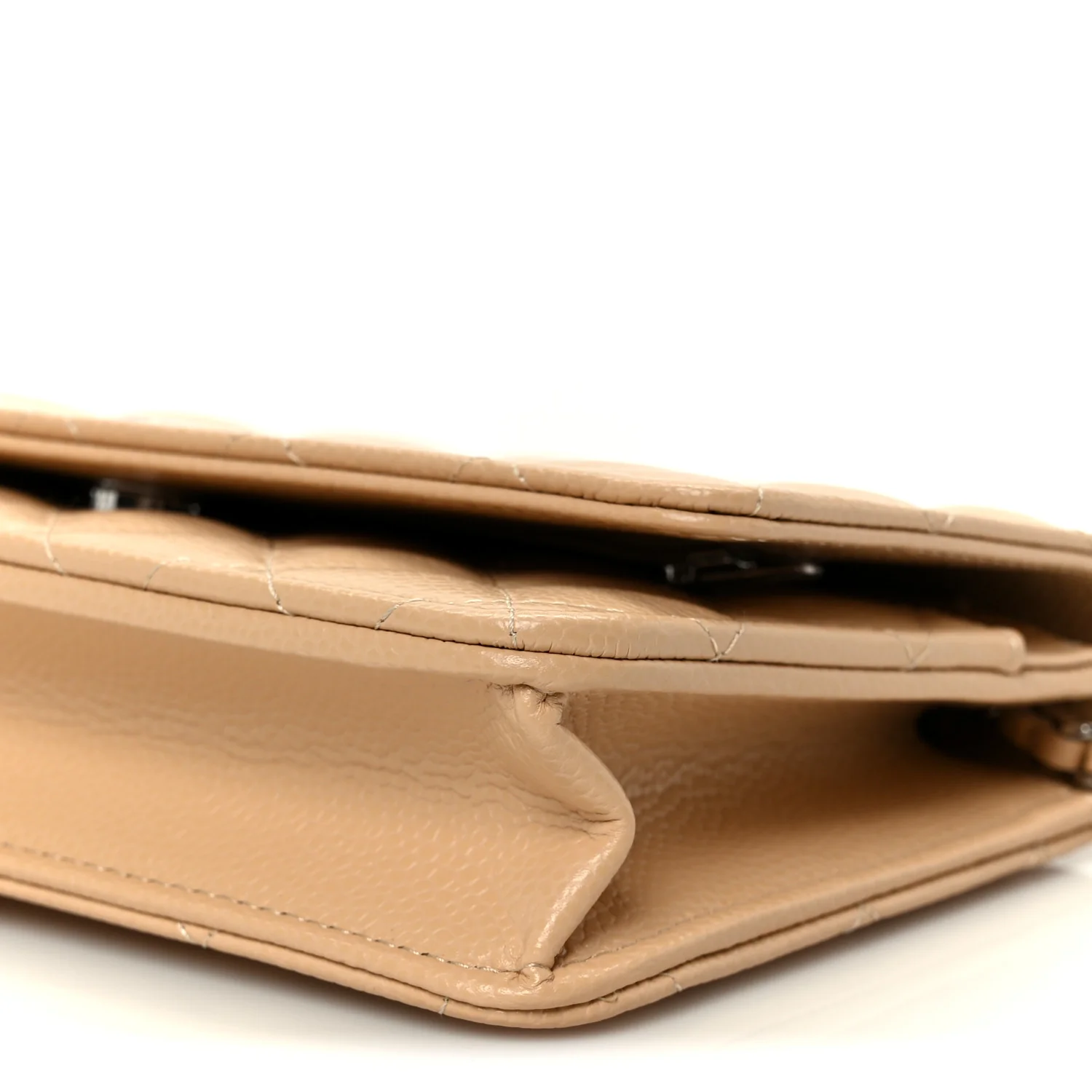 Caviar Quilted Wallet on Chain WOC Beige - Image 10