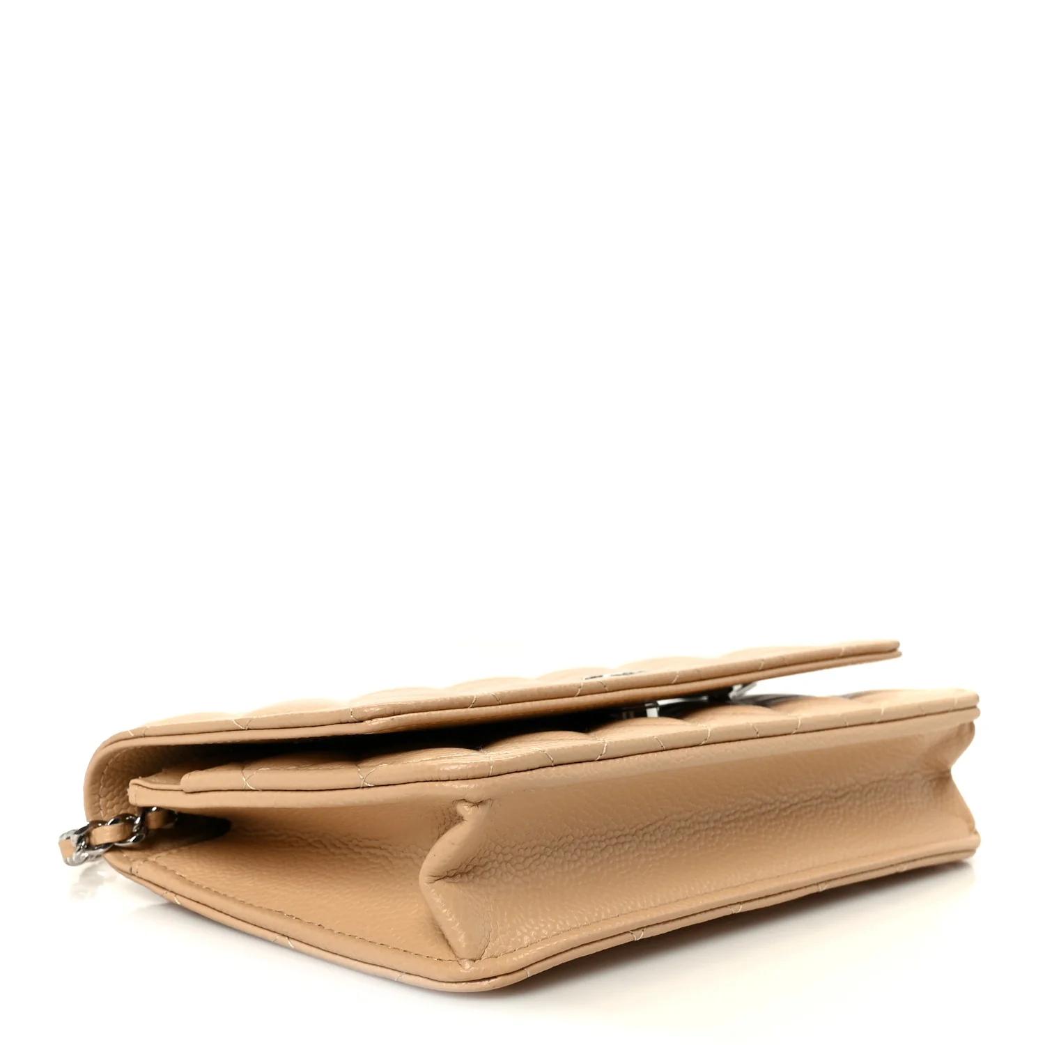 Caviar Quilted Wallet on Chain WOC Beige - Image 3