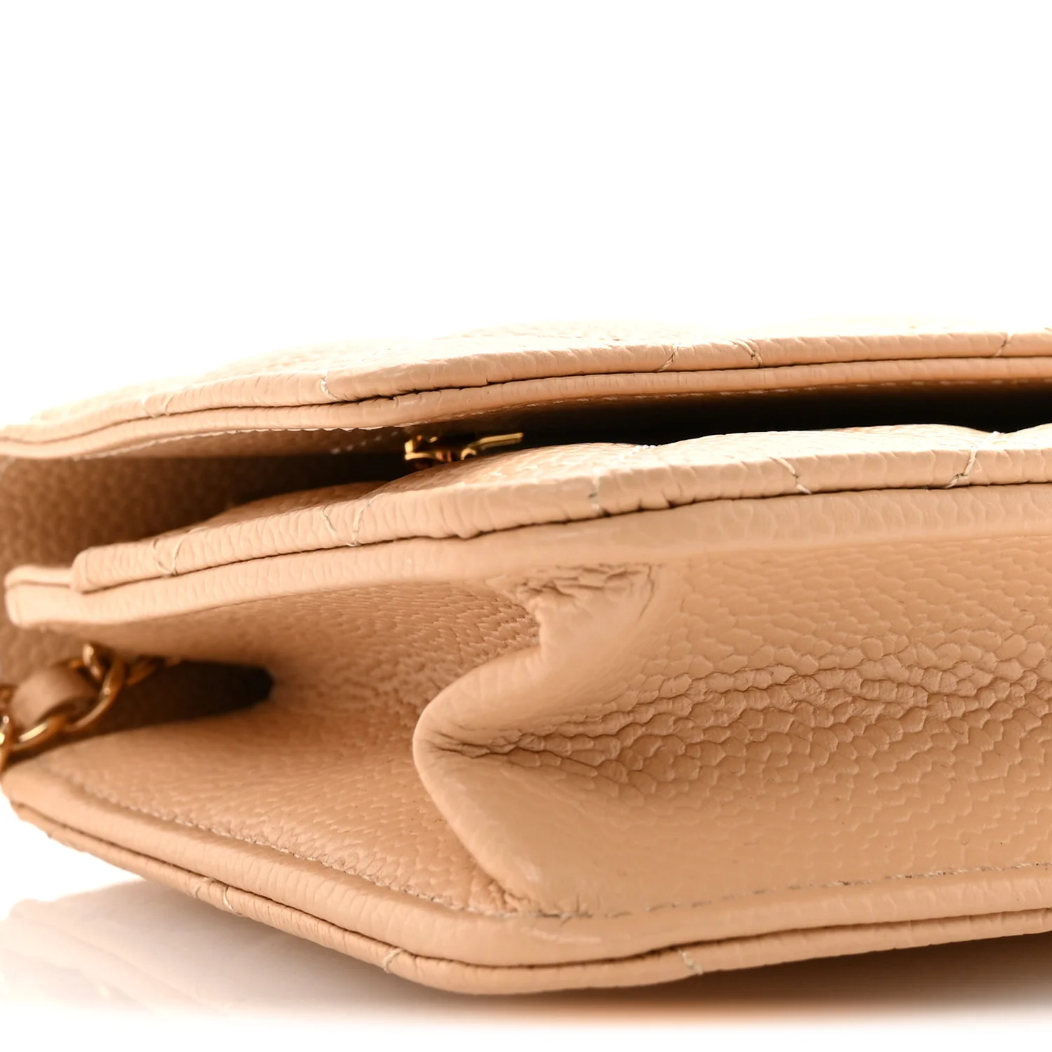 Caviar Quilted Wallet on Chain WOC Beige - Image 10