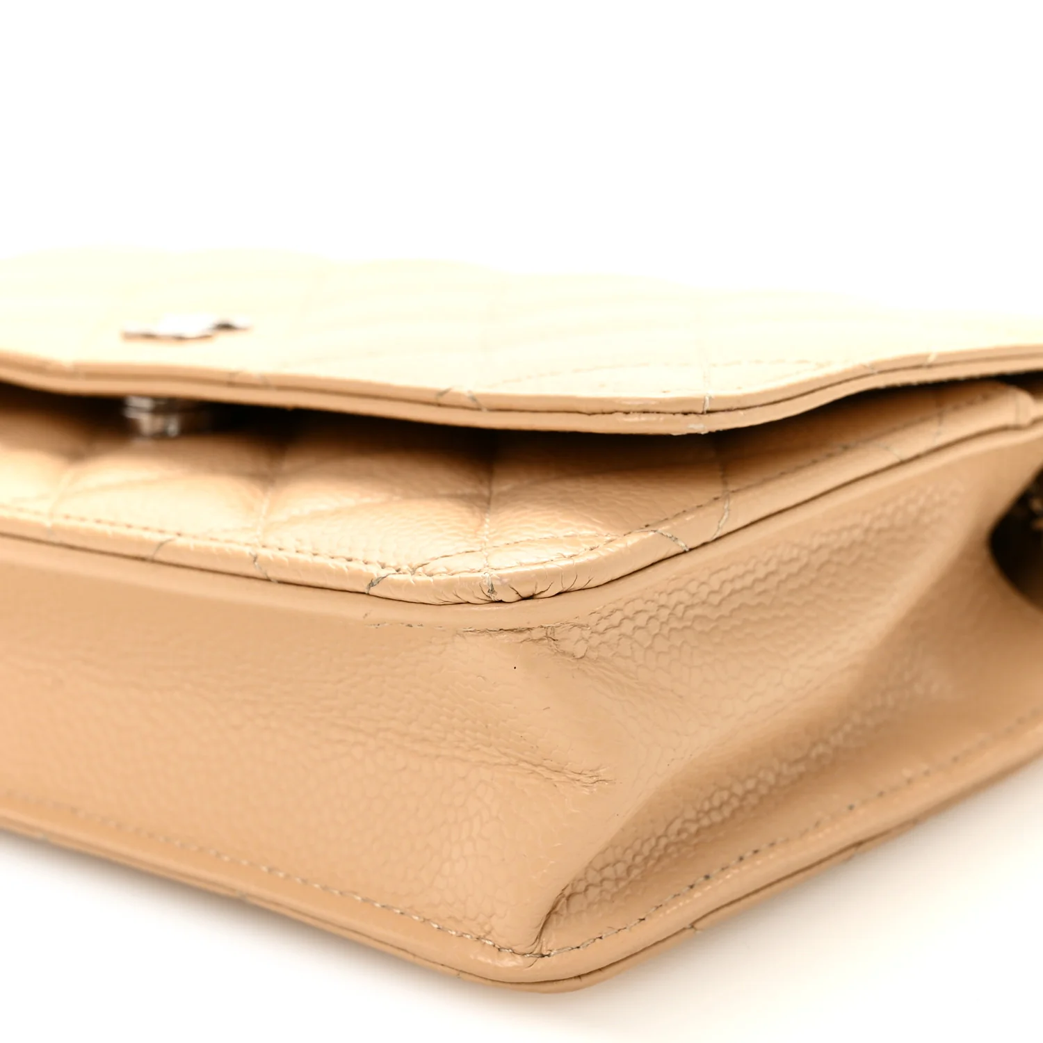 Caviar Quilted Wallet on Chain WOC Beige - Image 11