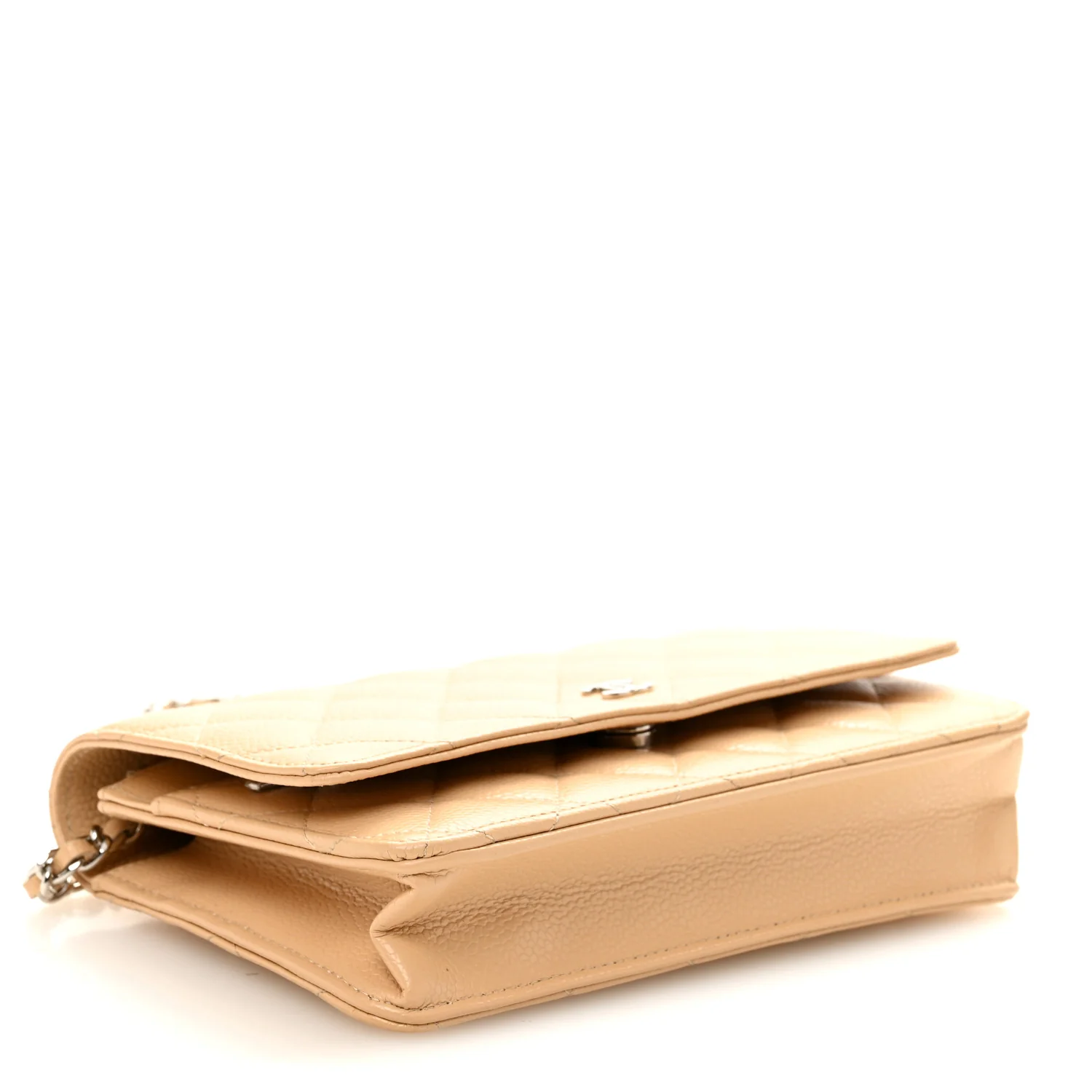 Caviar Quilted Wallet on Chain WOC Beige - Image 4