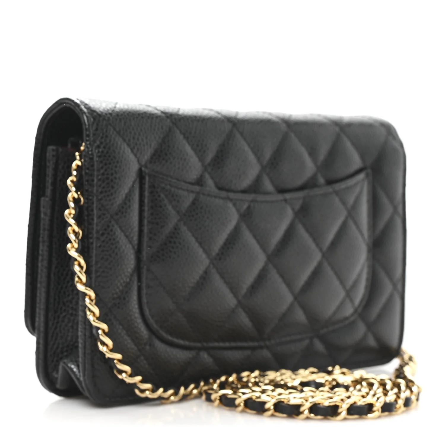 Caviar Quilted Wallet On Chain WOC Black - Image 3