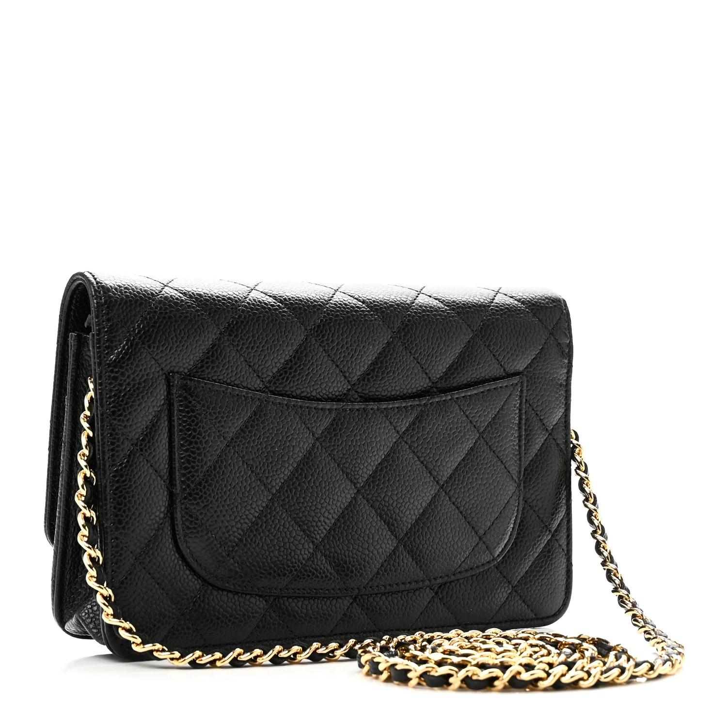 Caviar Quilted Wallet On Chain WOC Black - Image 3