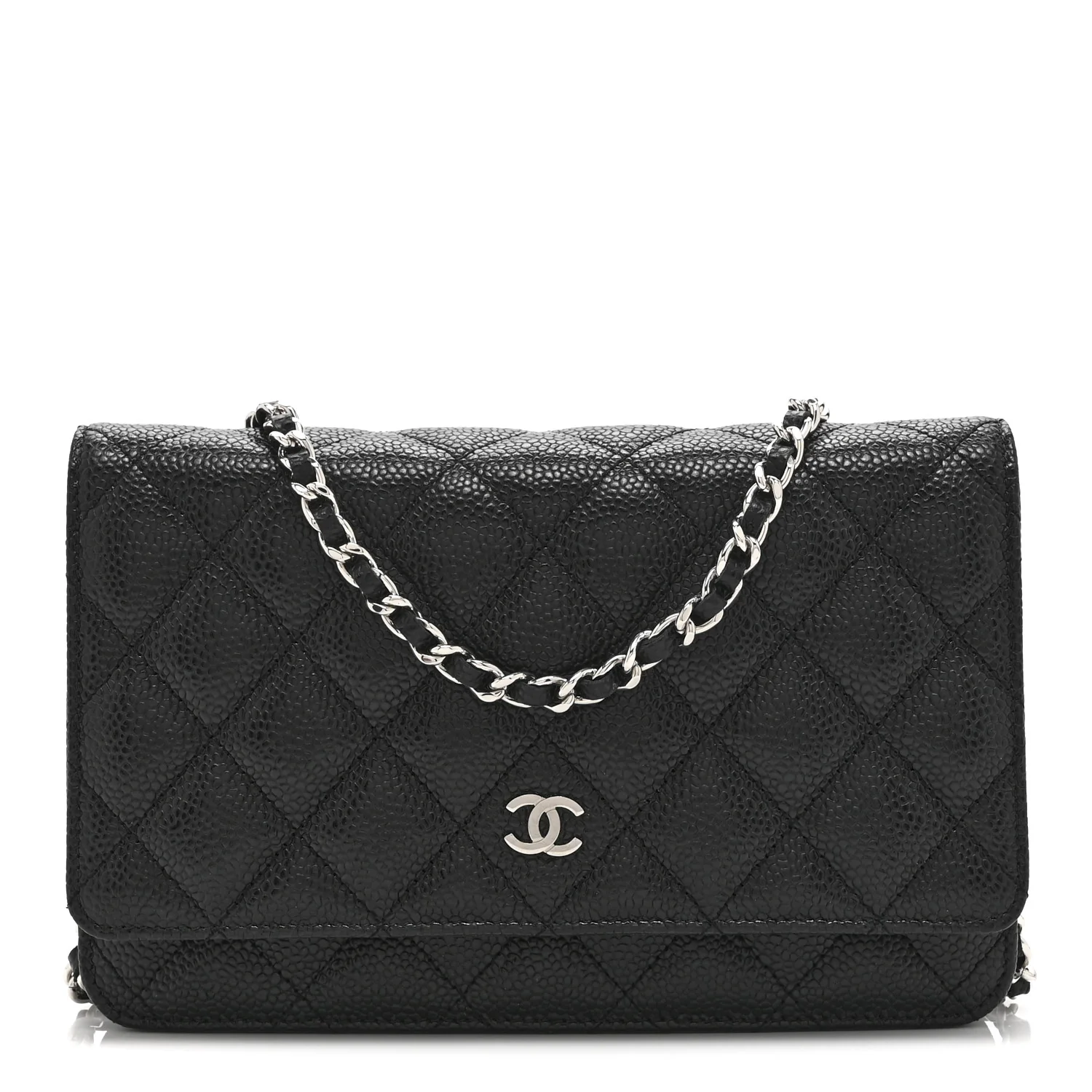 Caviar Quilted Wallet on Chain WOC Black