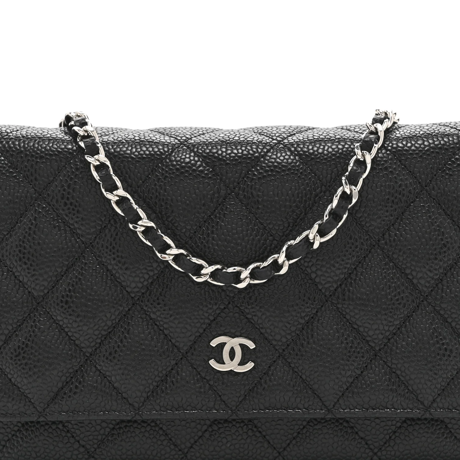 Caviar Quilted Wallet on Chain WOC Black - Image 9