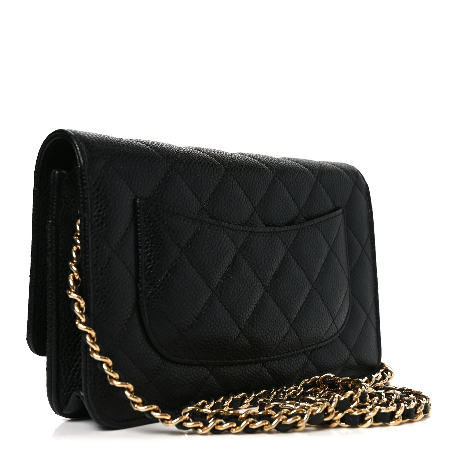 Caviar Quilted Wallet on Chain WOC Black - Image 2