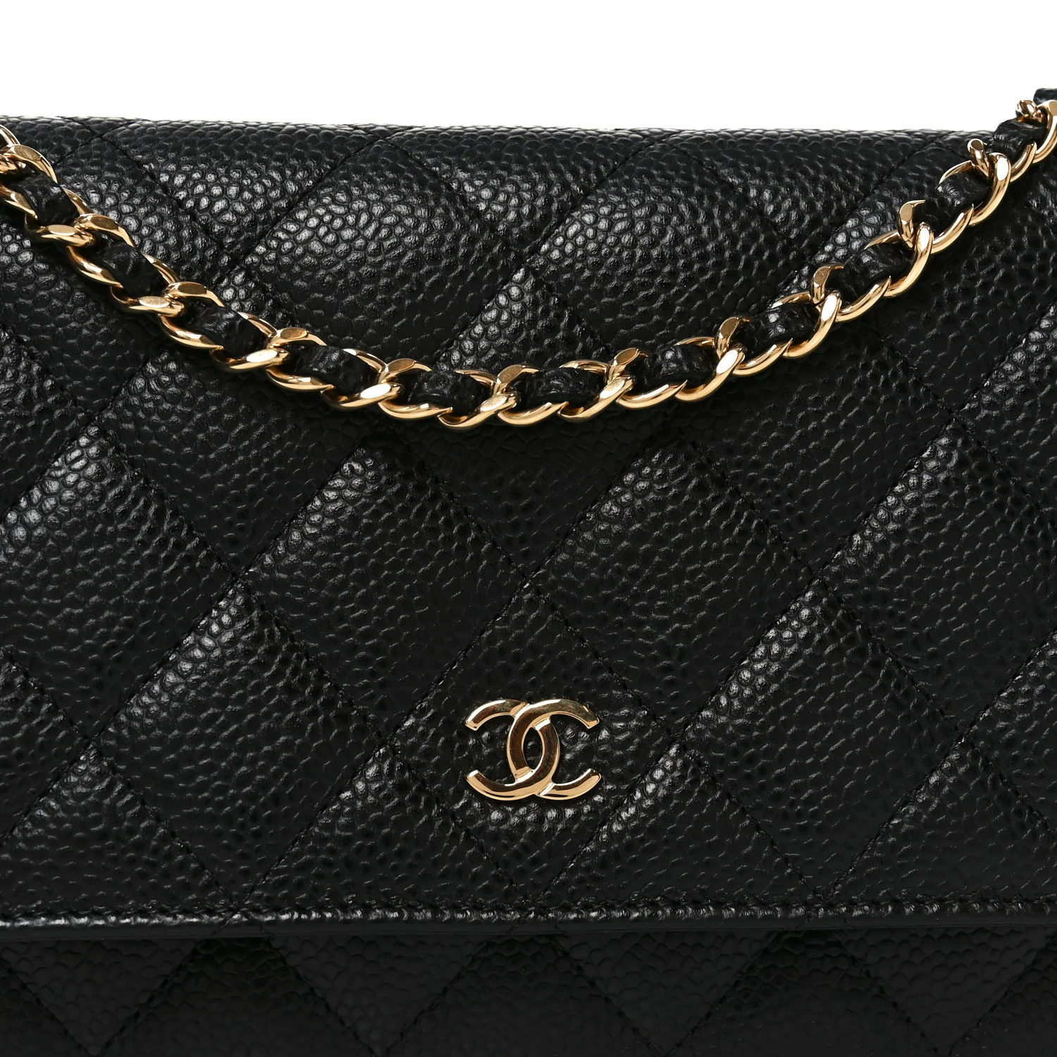 Caviar Quilted Wallet on Chain WOC Black - Image 8
