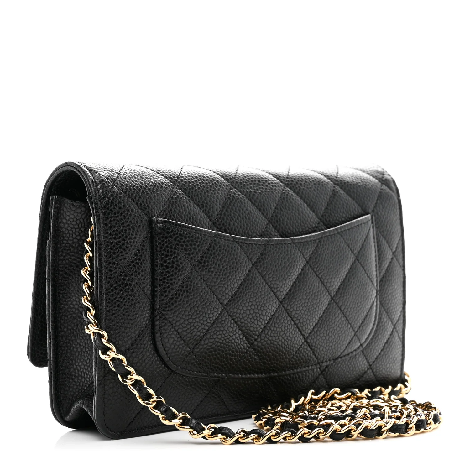 Caviar Quilted Wallet on Chain WOC Black - Image 3