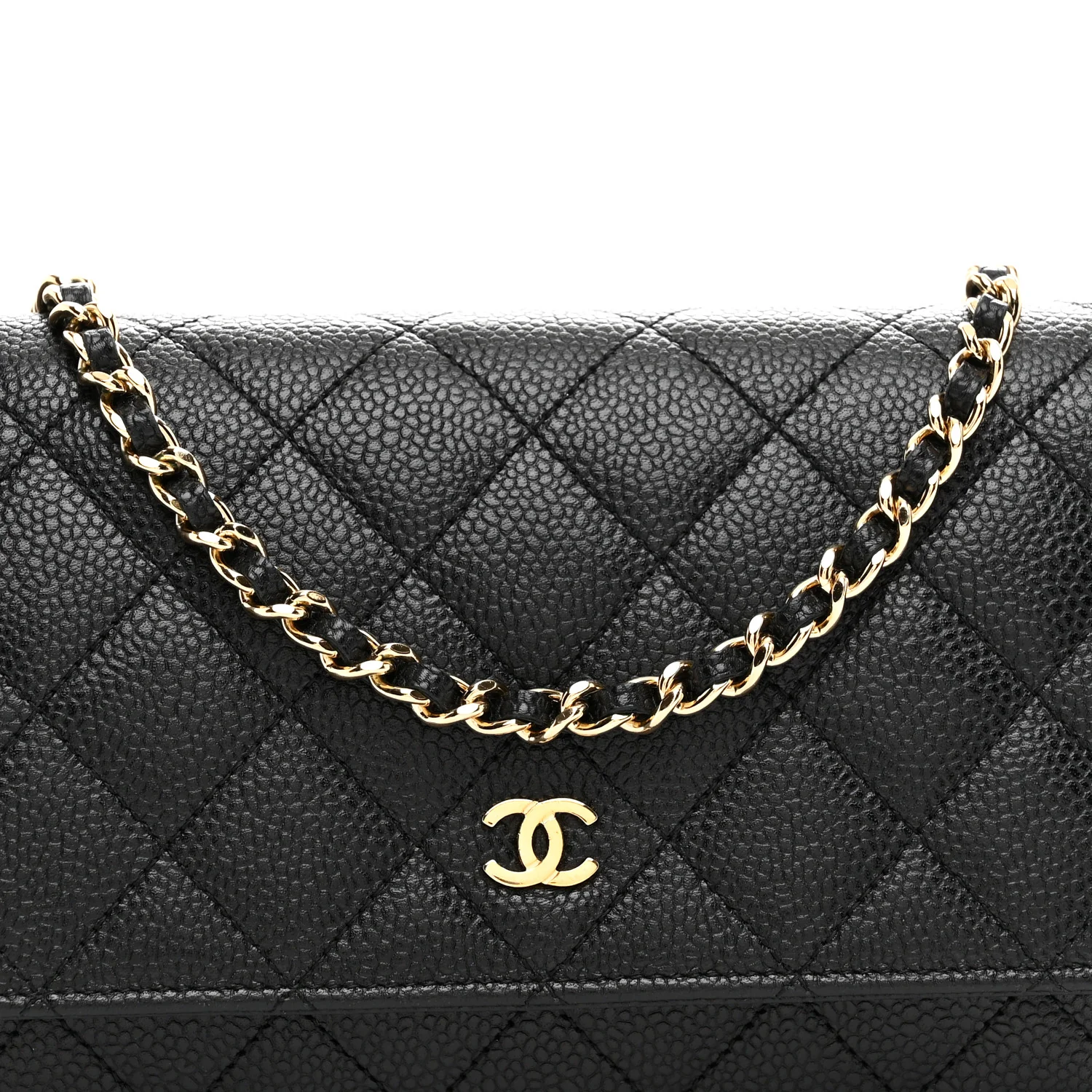 Caviar Quilted Wallet on Chain WOC Black - Image 9