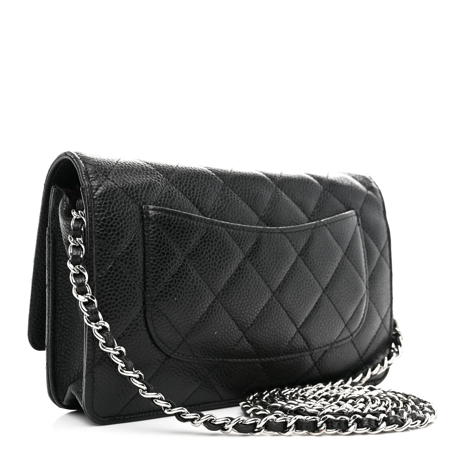 Caviar Quilted Wallet on Chain WOC Black - Image 3