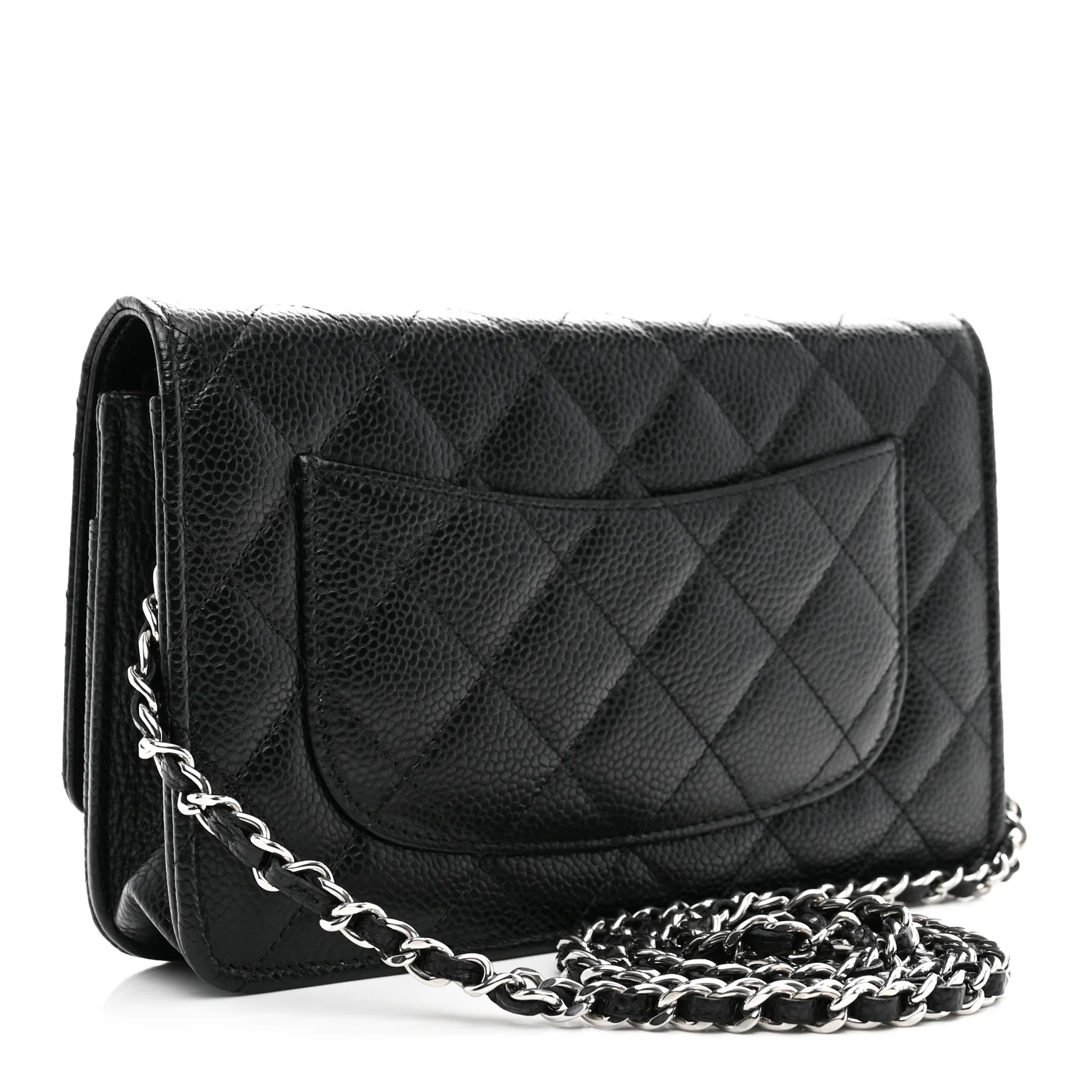 Caviar Quilted Wallet on Chain WOC Black - Image 3