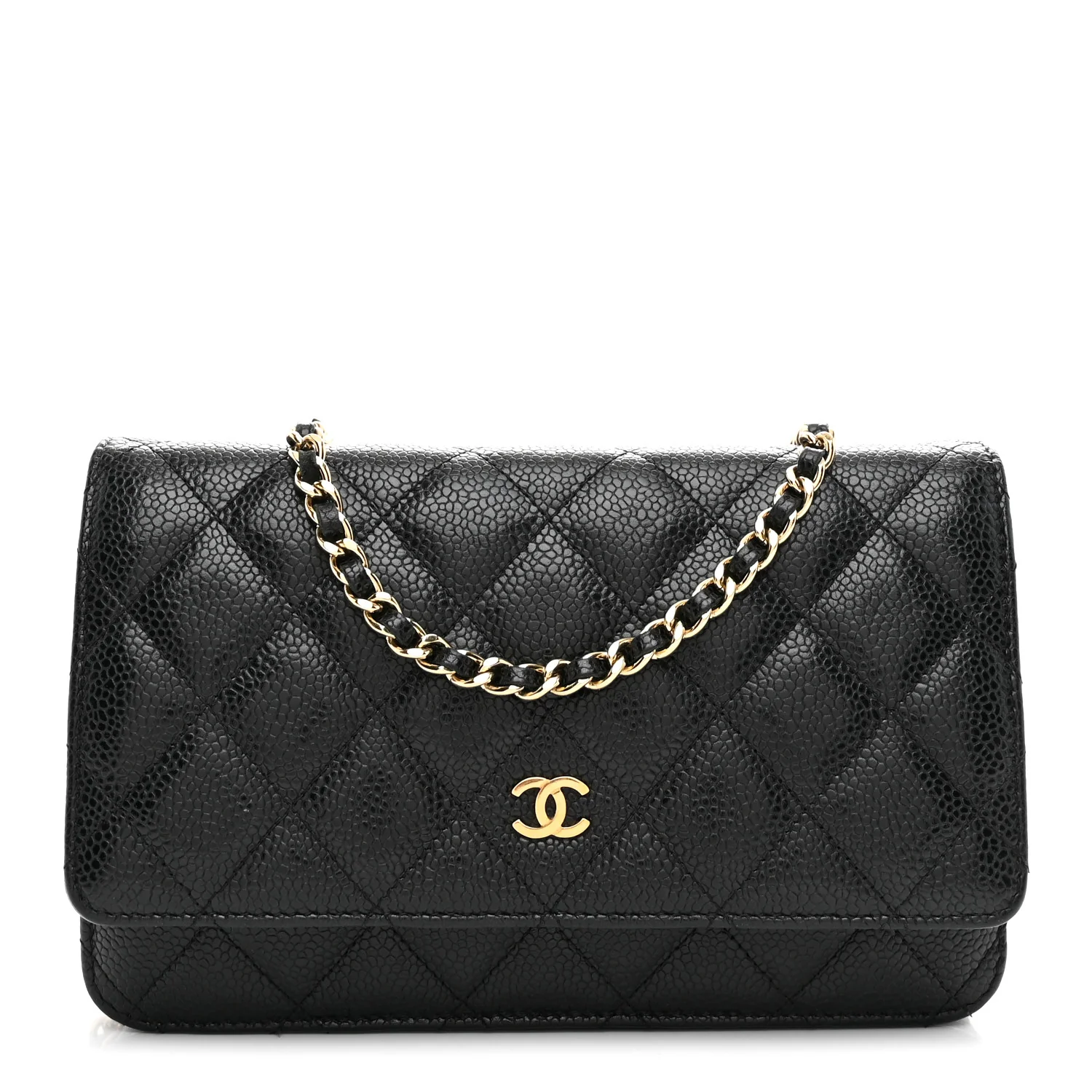 Caviar Quilted Wallet on Chain WOC Black