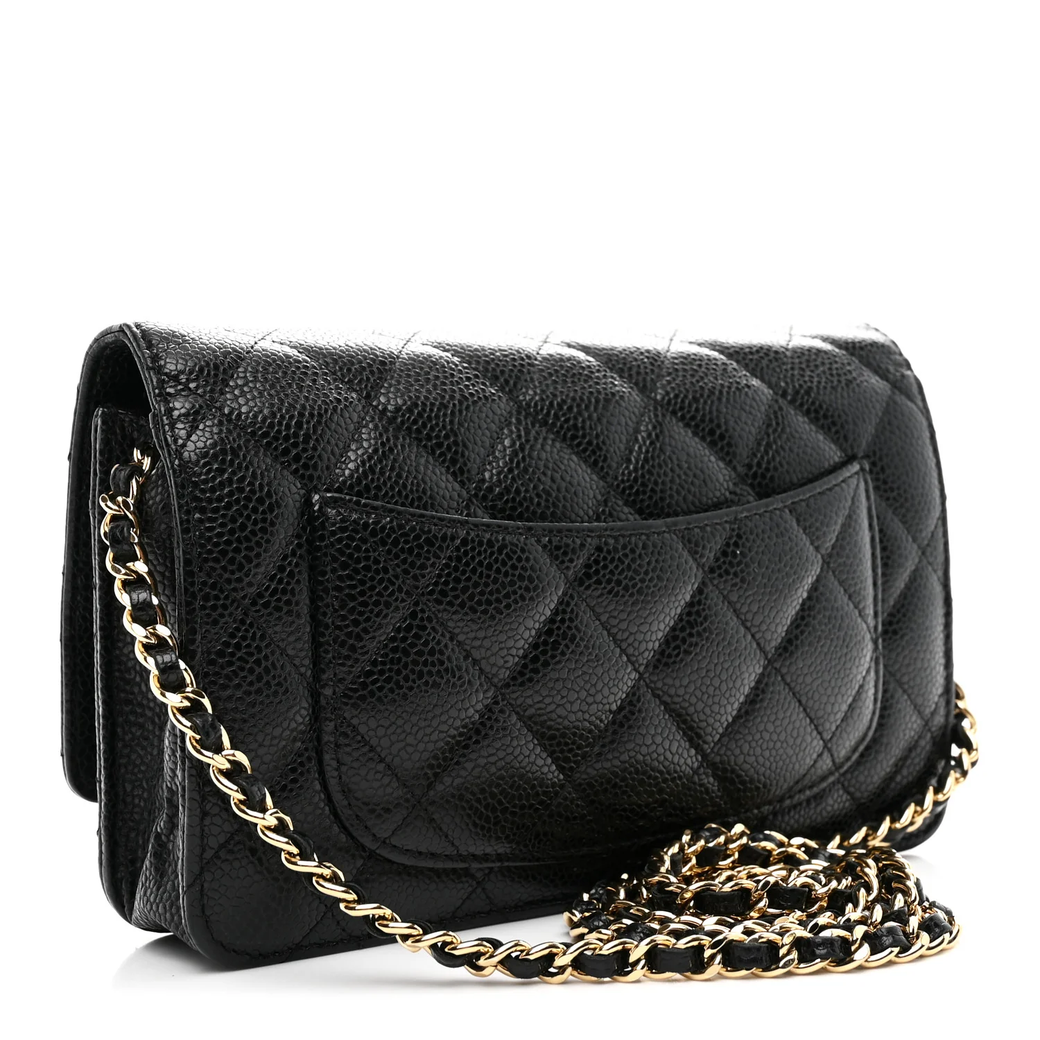 Caviar Quilted Wallet on Chain WOC Black - Image 3