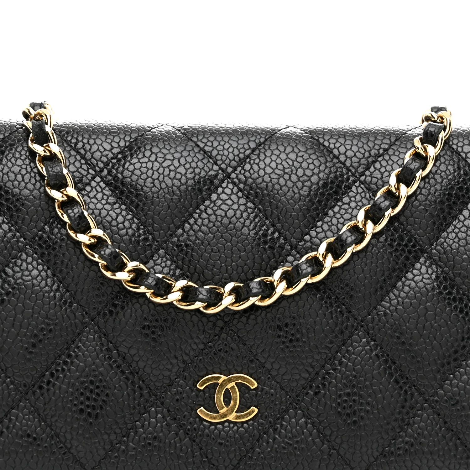 Caviar Quilted Wallet on Chain WOC Black - Image 9