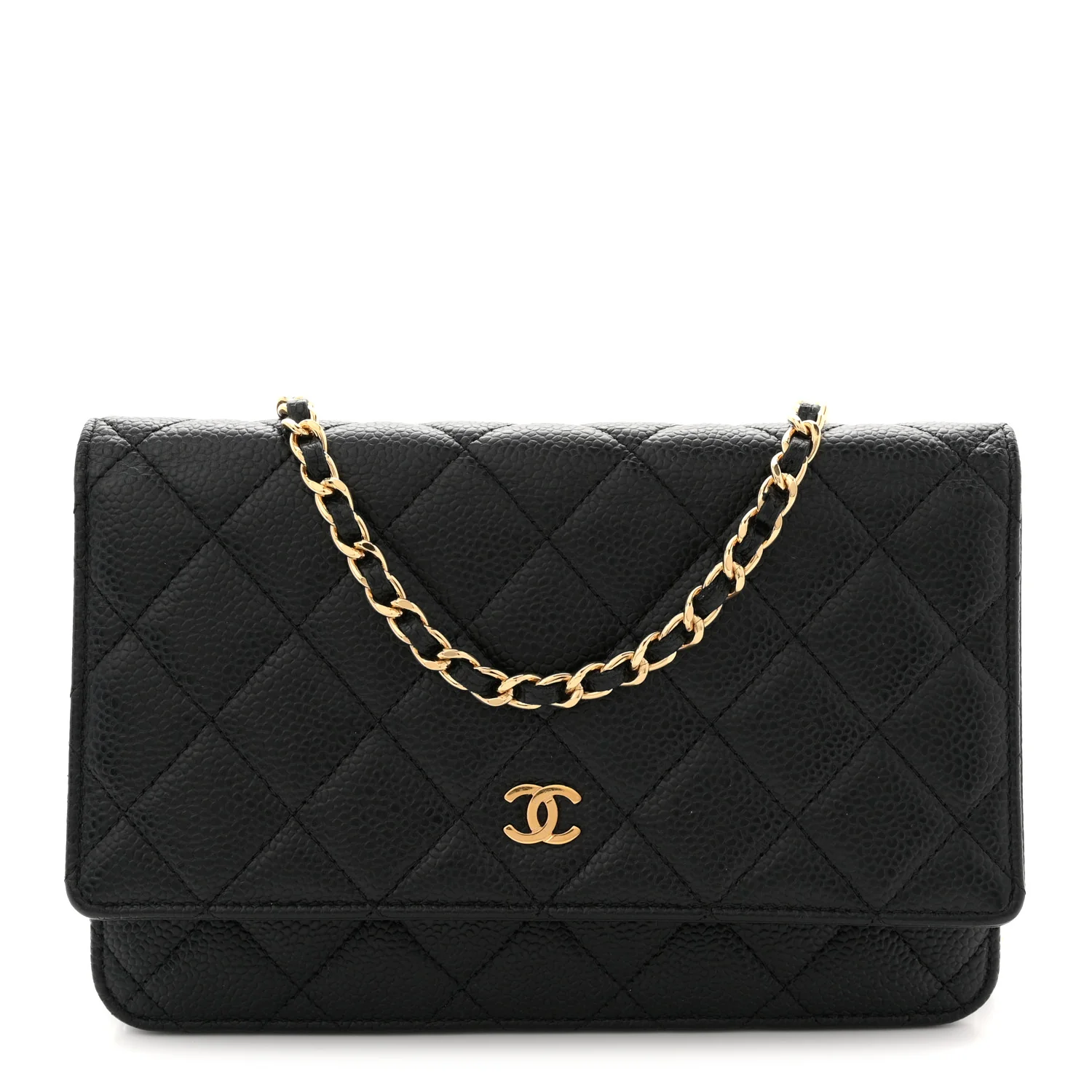 Caviar Quilted Wallet on Chain WOC Black
