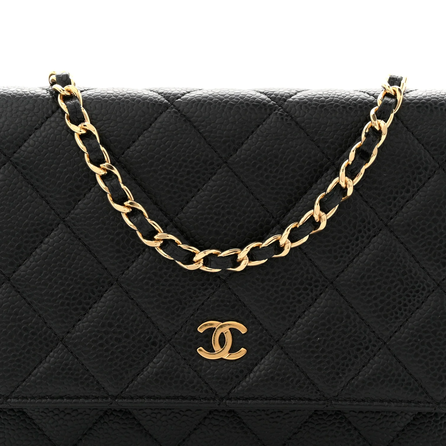 Caviar Quilted Wallet on Chain WOC Black - Image 8