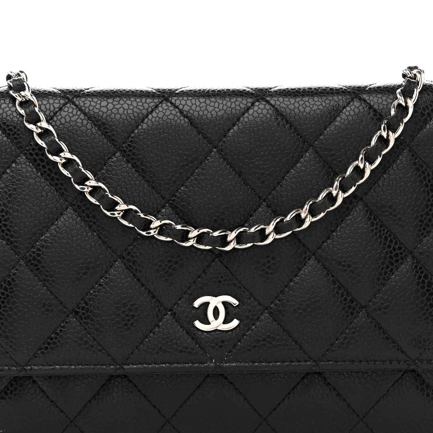 Caviar Quilted Wallet On Chain WOC Black - Image 9