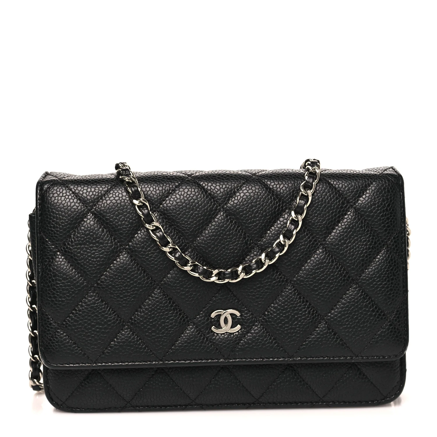 Caviar Quilted Wallet on Chain WOC Black