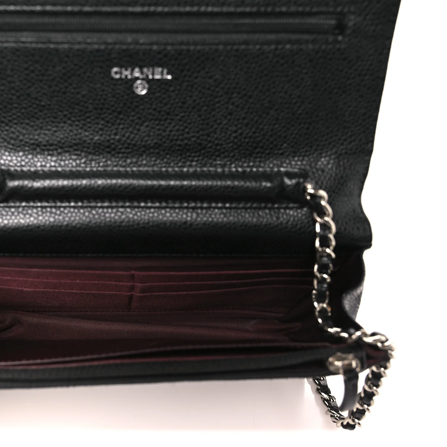 Caviar Quilted Wallet on Chain WOC Black - Image 5
