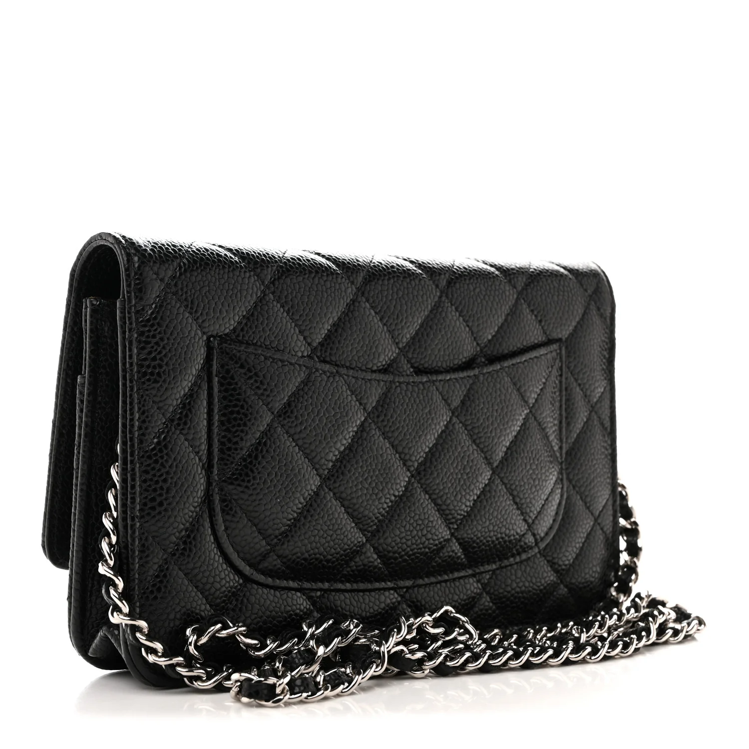Caviar Quilted Wallet on Chain WOC Black - Image 3