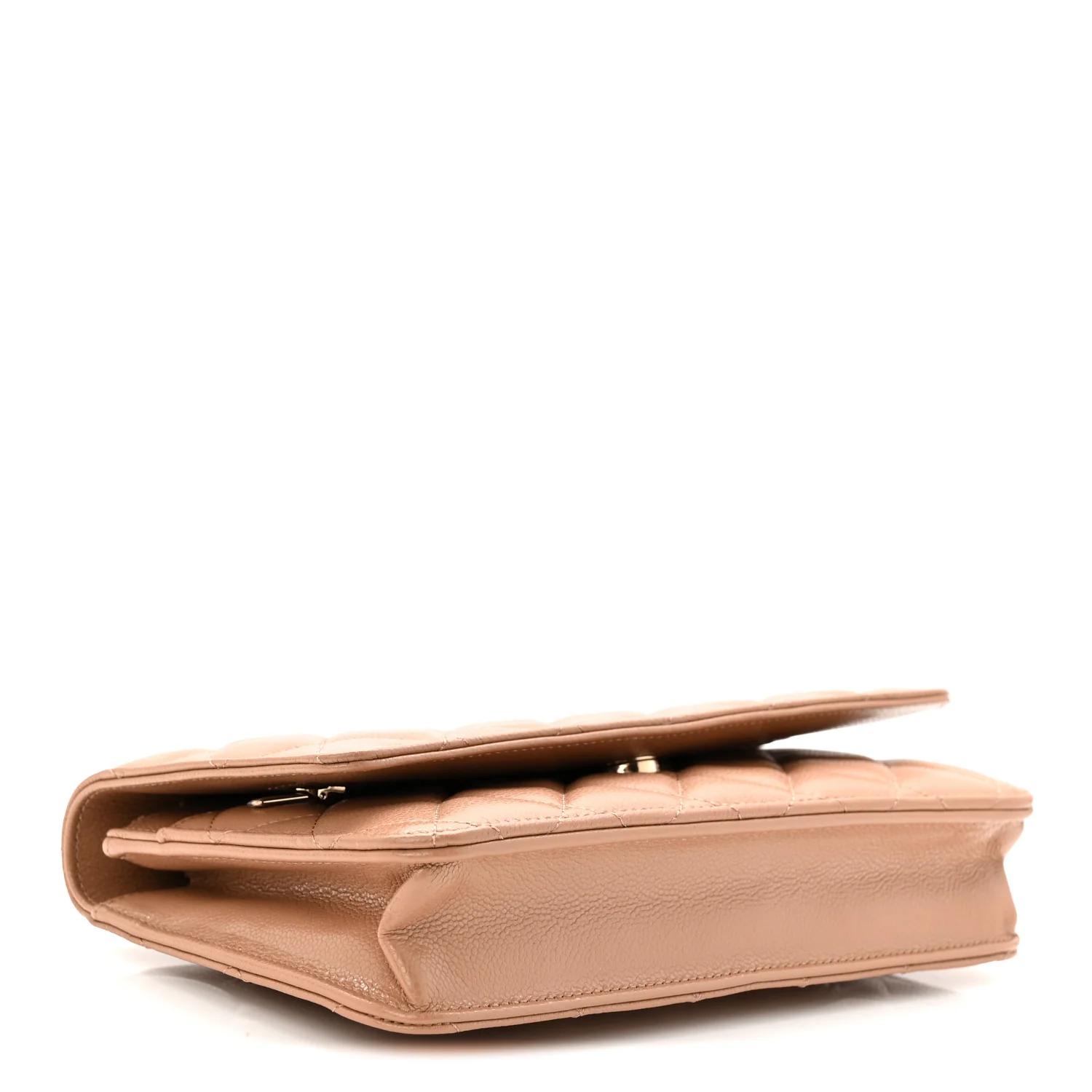 Caviar Quilted Wallet on Chain WOC Dark Beige - Image 4