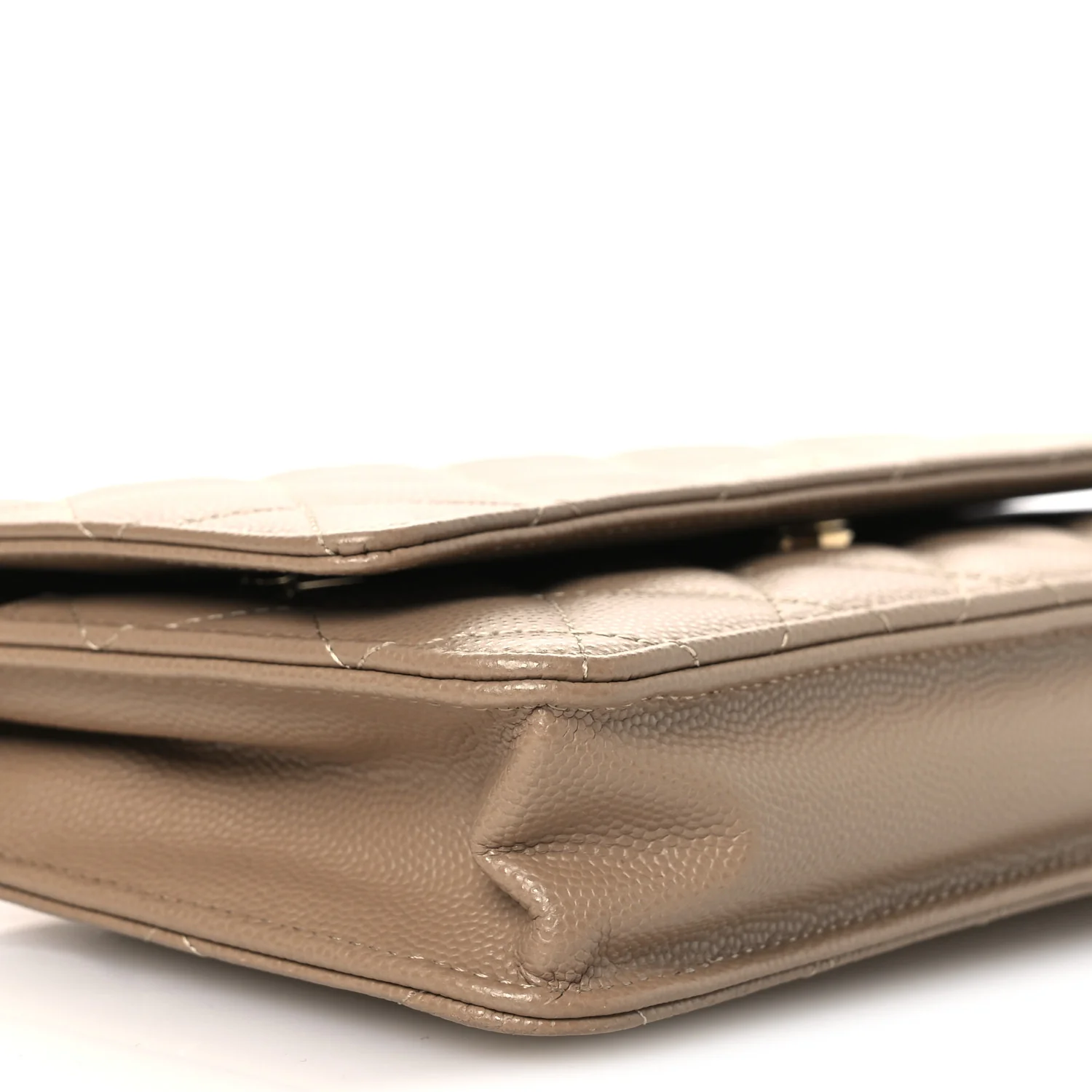 Caviar Quilted Wallet on Chain WOC Dark Beige - Image 10
