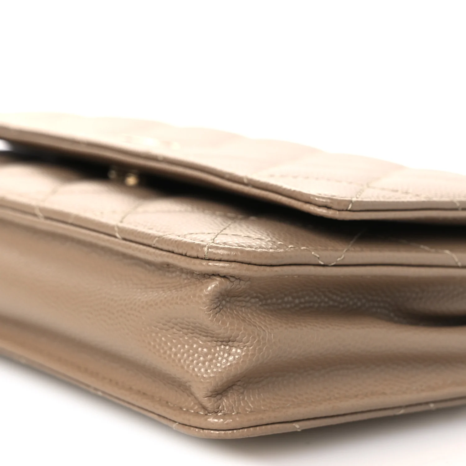 Caviar Quilted Wallet on Chain WOC Dark Beige - Image 11