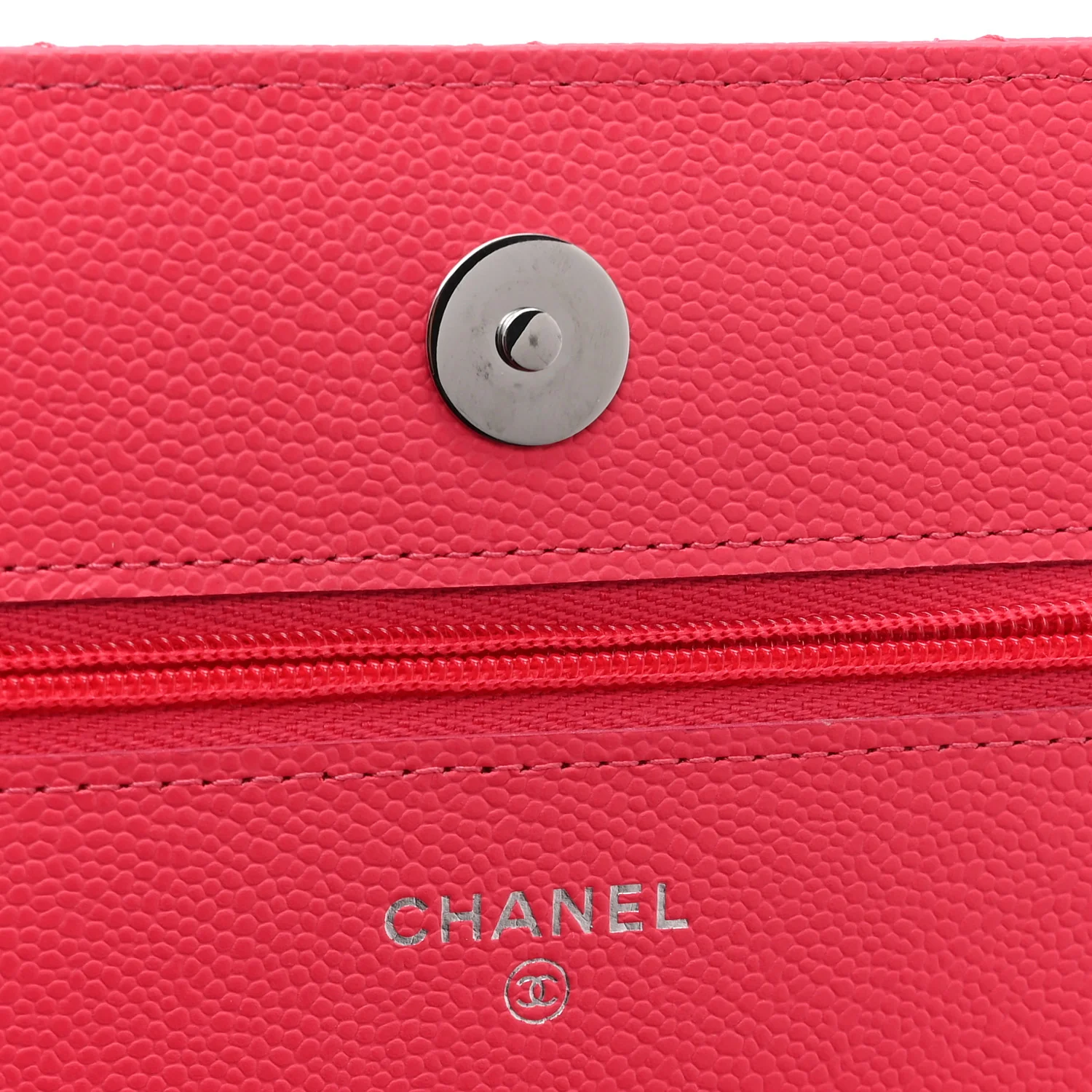 Caviar Quilted Wallet on Chain WOC Dark Pink - Image 6