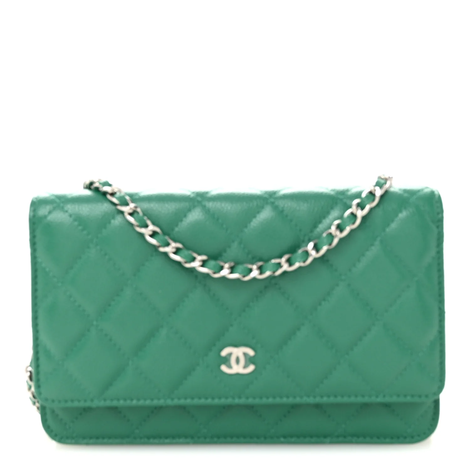 Caviar Quilted Wallet On Chain WOC Green