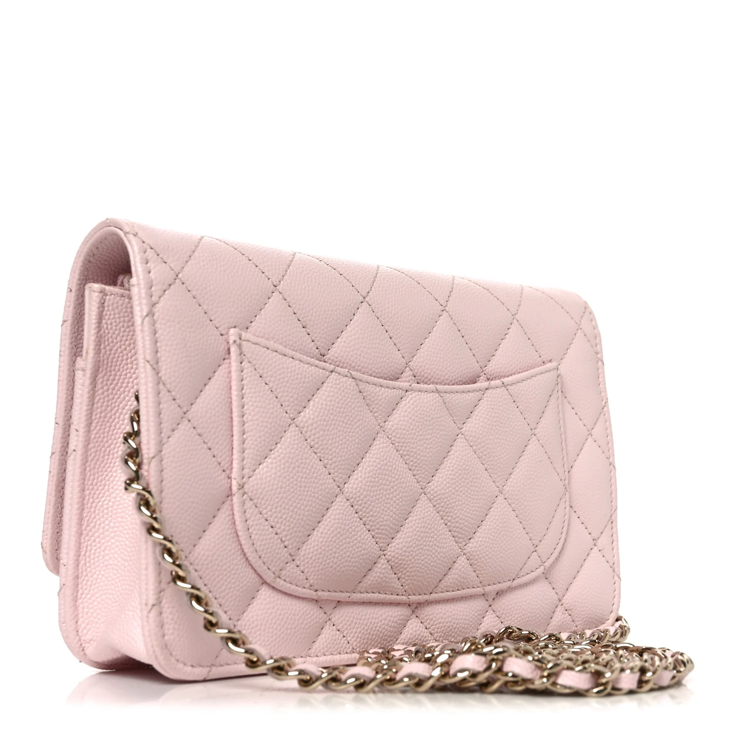 Caviar Quilted Wallet on Chain WOC Light Pink - Image 3
