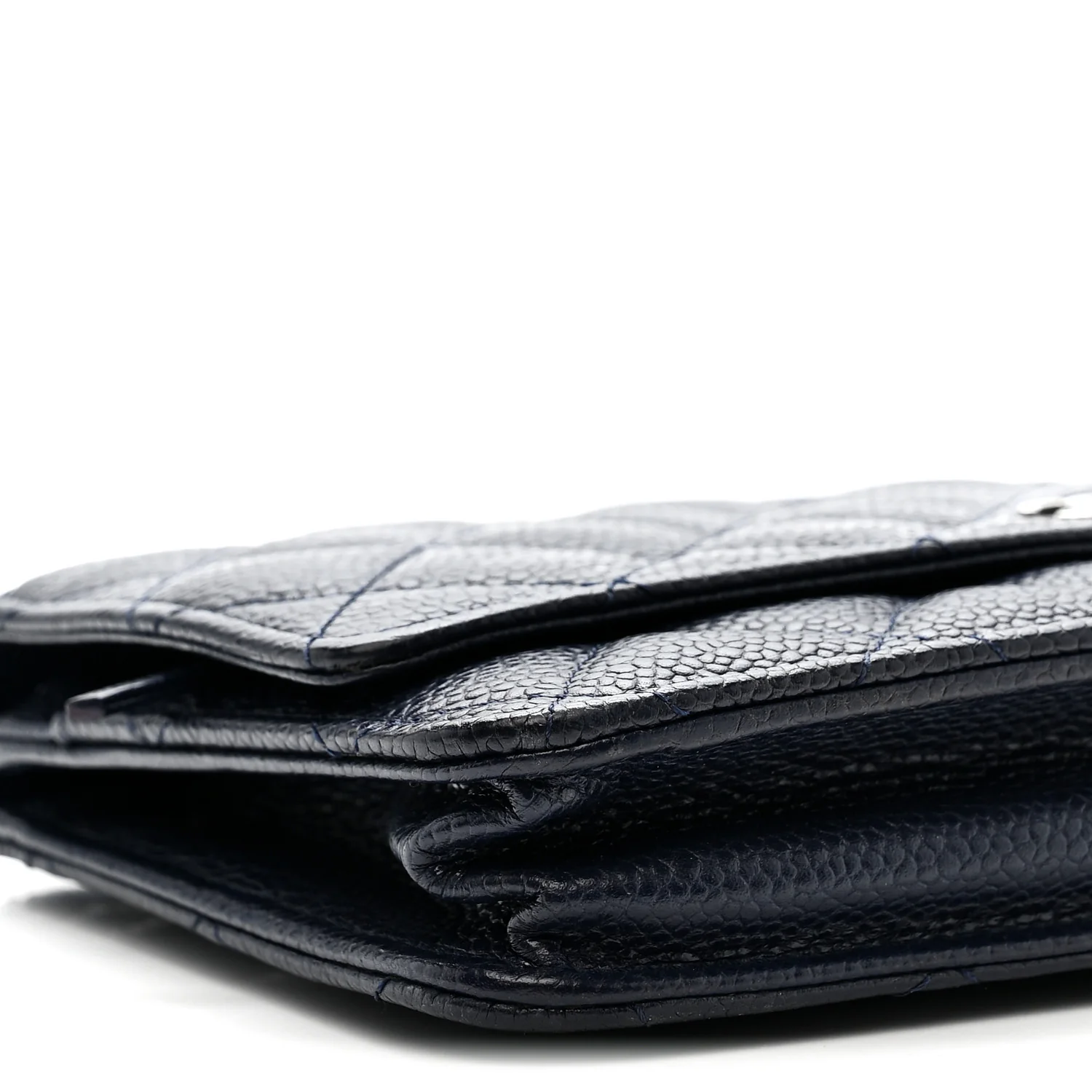 Caviar Quilted Wallet on Chain WOC Navy Blue - Image 10