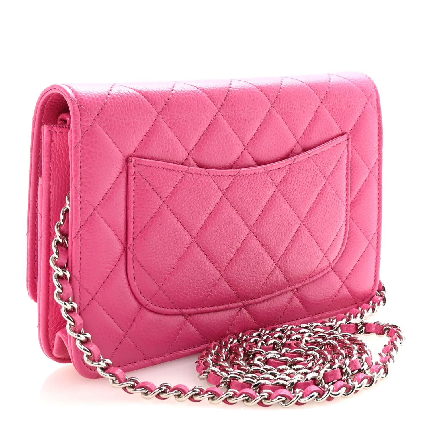 Caviar Quilted Wallet on Chain WOC Pink - Image 3