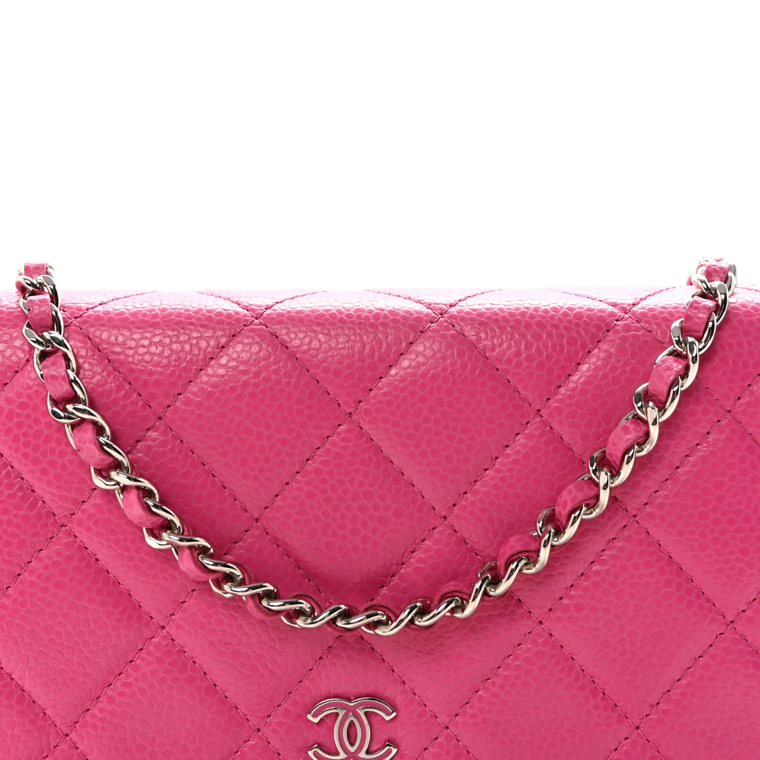 Caviar Quilted Wallet on Chain WOC Pink - Image 8