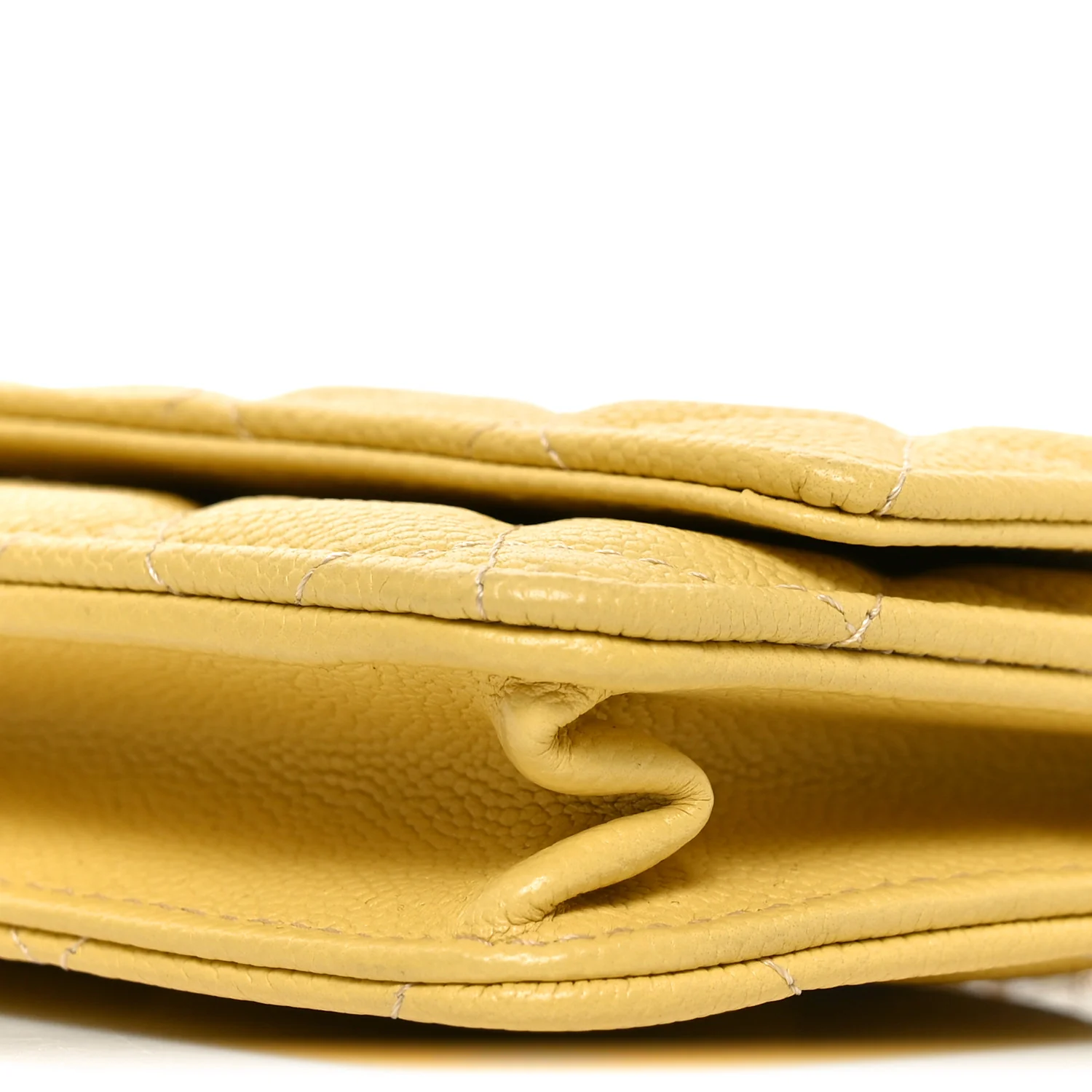 Caviar Quilted Wallet on Chain WOC Yellow - Image 11