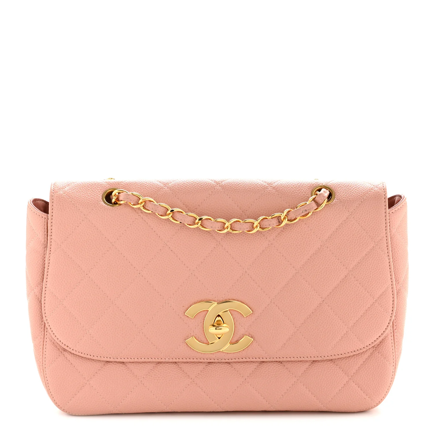 Caviar Quilted XL Jumbo Single Flap Light Pink