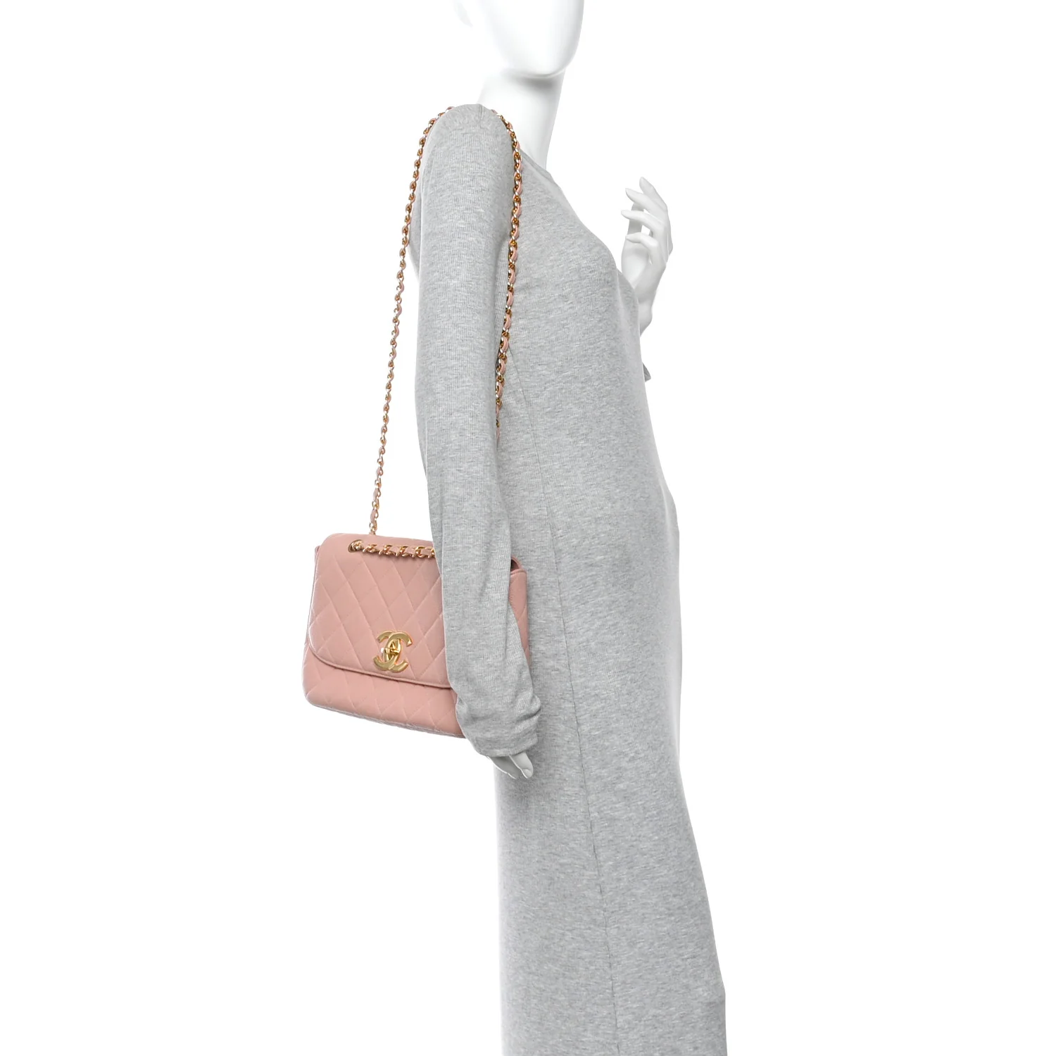 Caviar Quilted XL Jumbo Single Flap Light Pink - Image 2