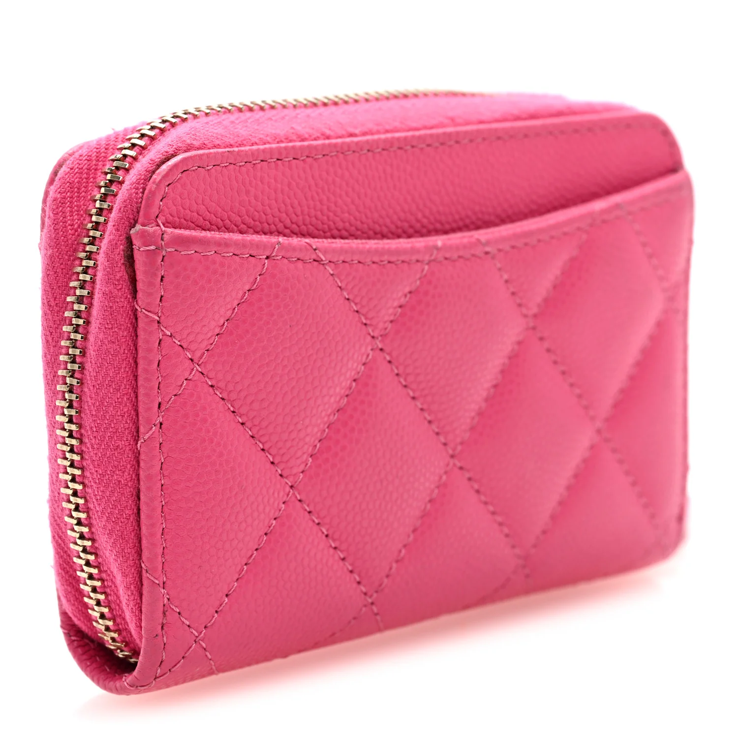 Caviar Quilted Zip Around Coin Purse Pink - Image 3