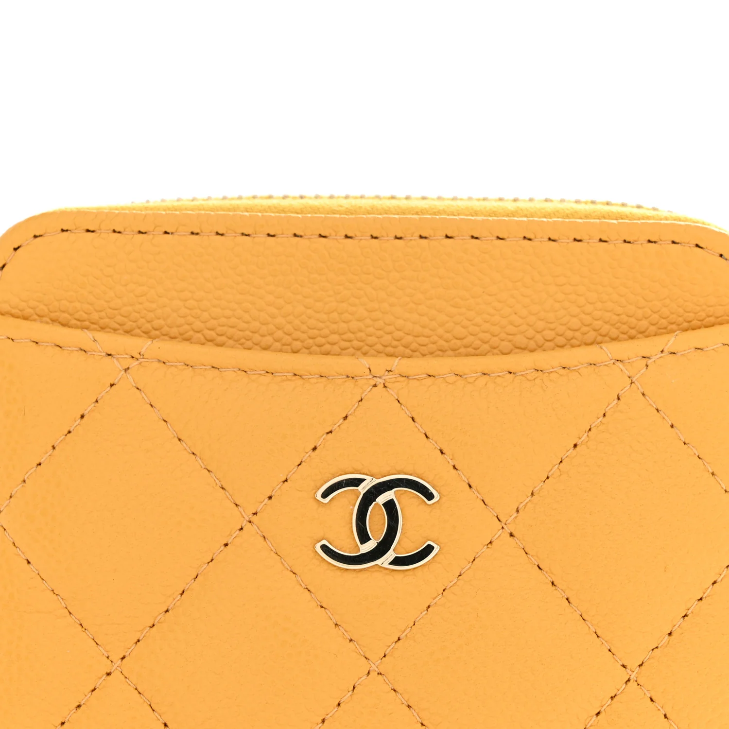 Caviar Quilted Zip Card Holder Wallet Yellow - Image 8