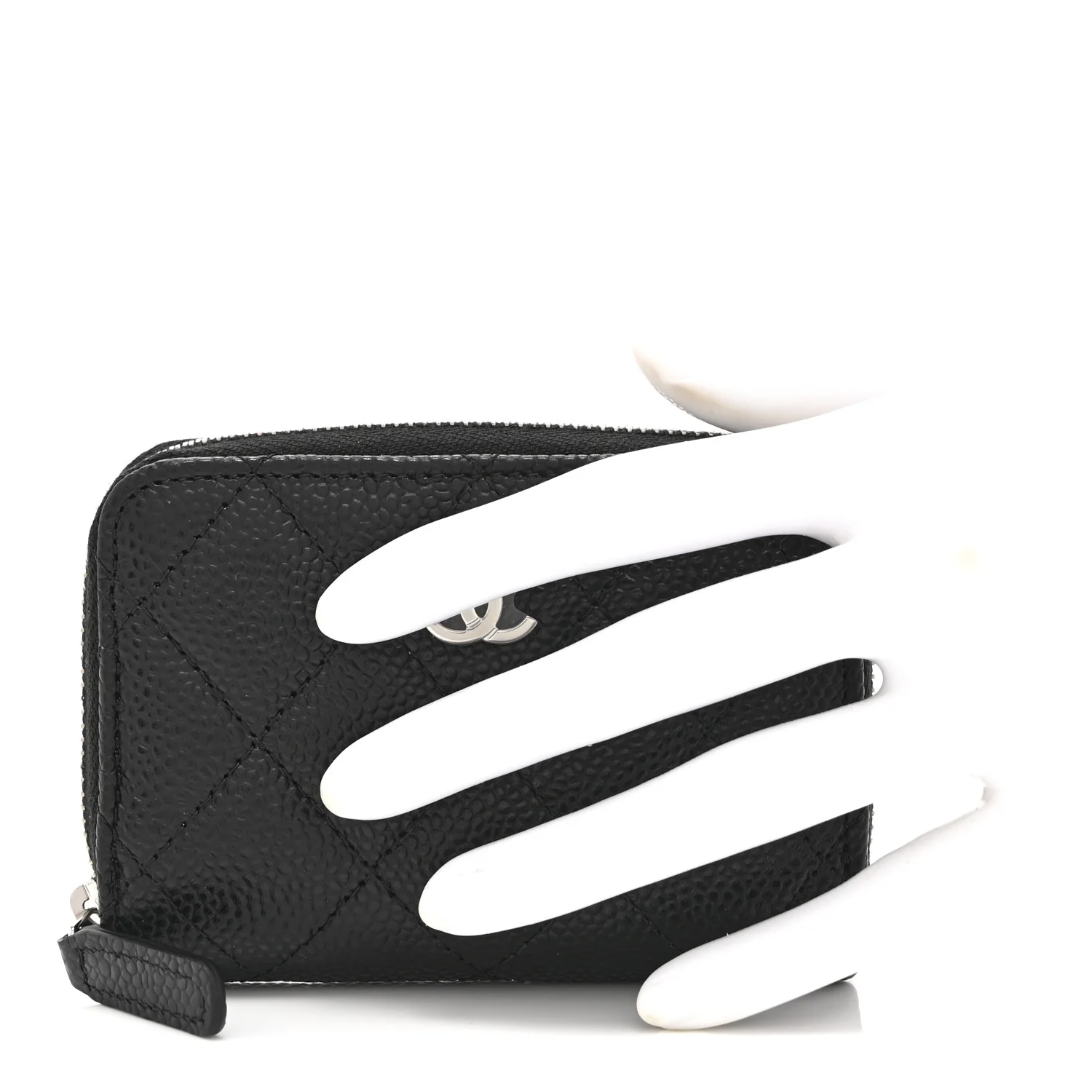 Caviar Quilted Zip Coin Purse Black - Image 2