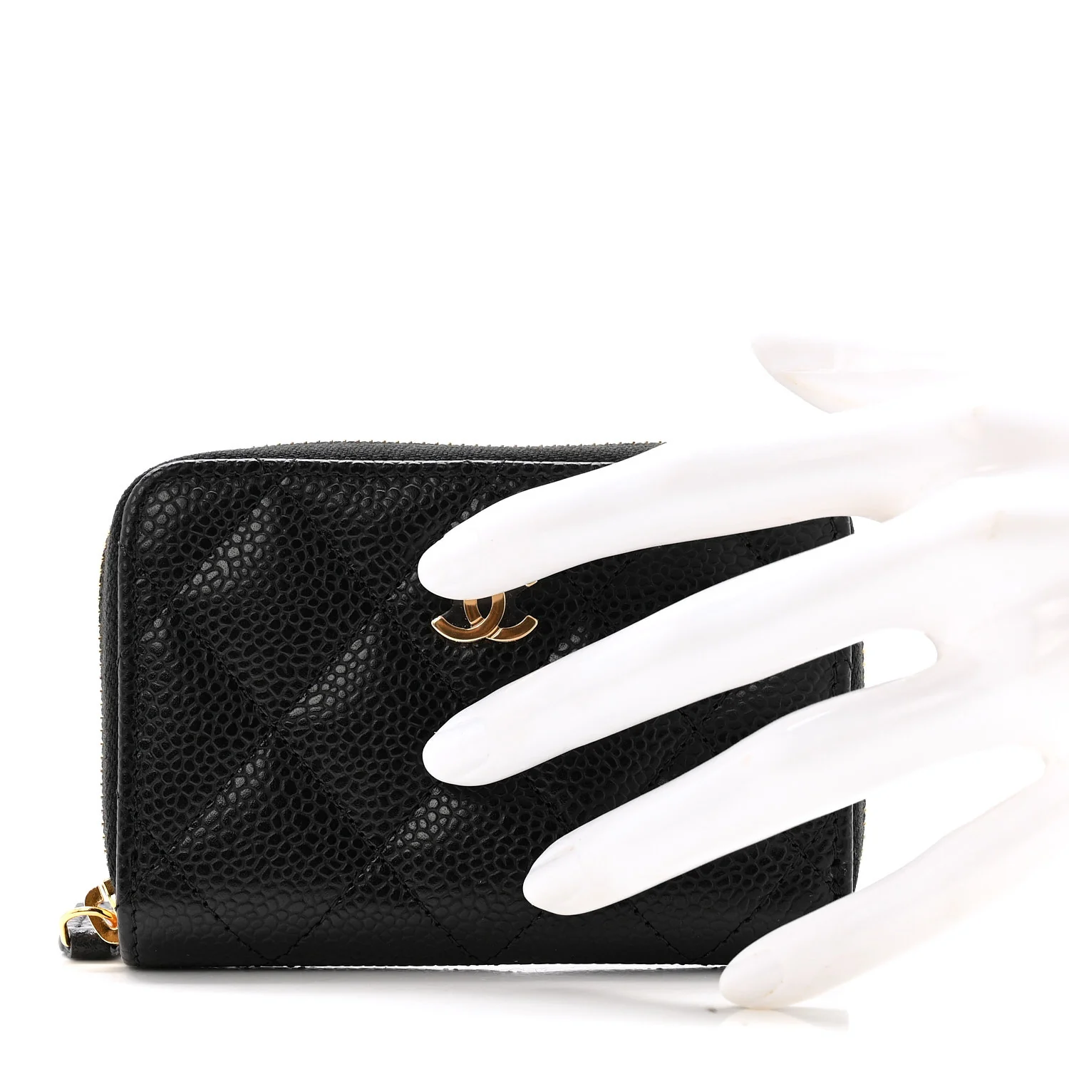 Caviar Quilted Zip Coin Purse Black - Image 2
