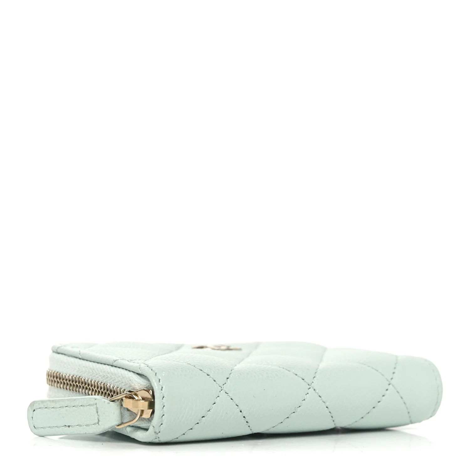 Caviar Quilted Zip Coin Purse Light Green - Image 4