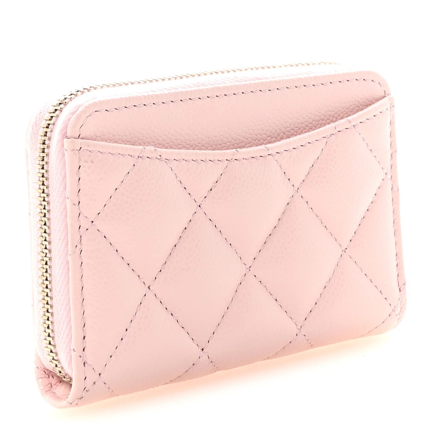 Caviar Quilted Zip Coin Purse Pink - Image 3