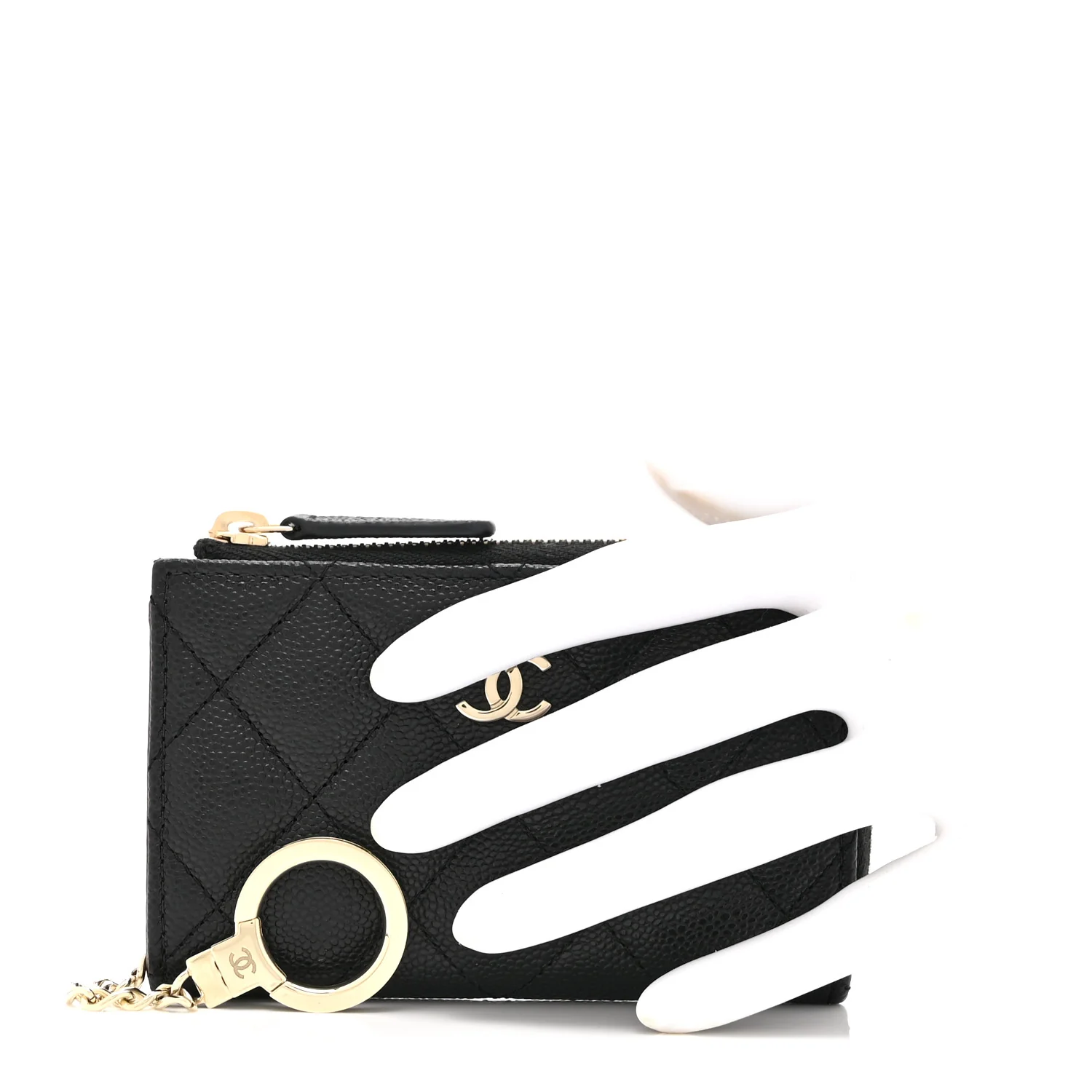 Caviar Quilted Zipped Key Holder Case Black - Image 2