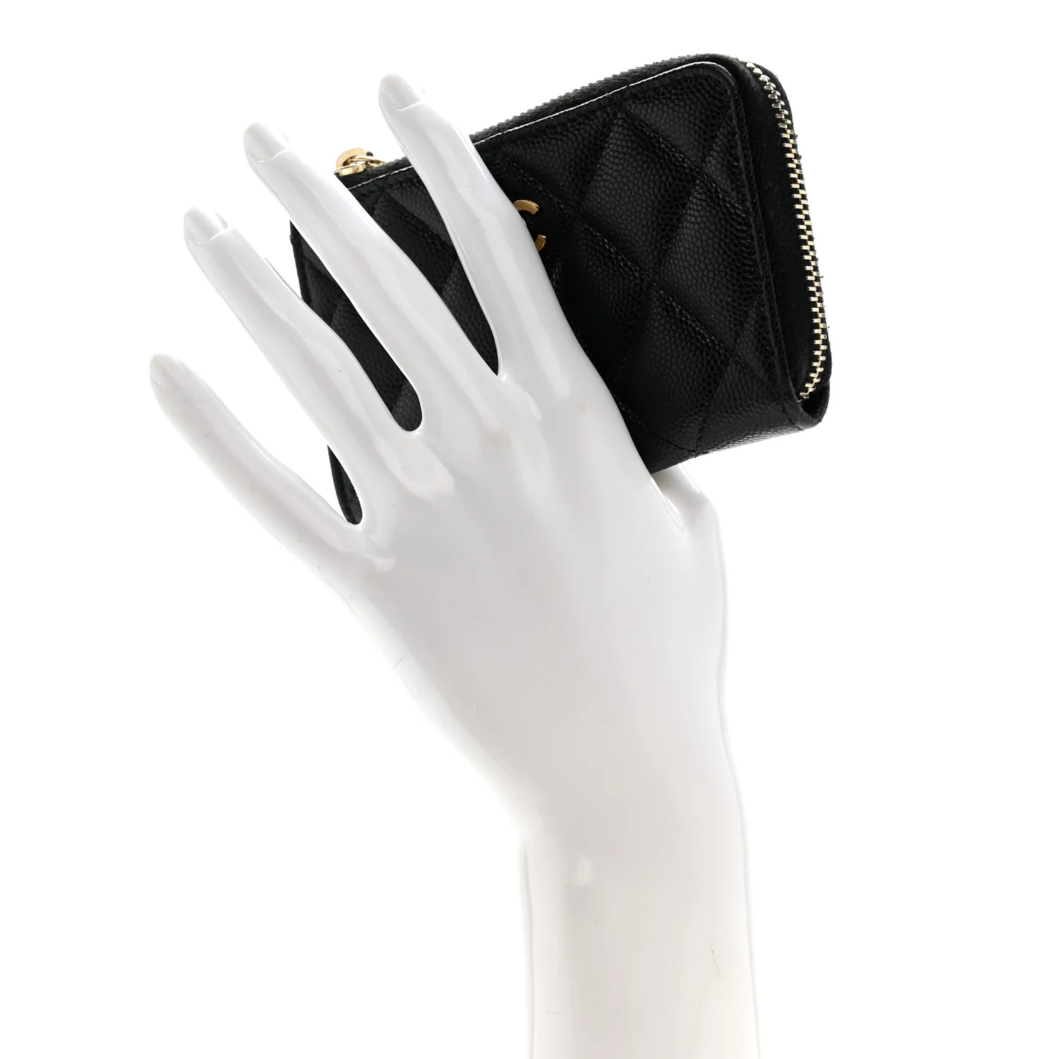 Caviar Quilted Zipped Key Holder Case Black - Image 2