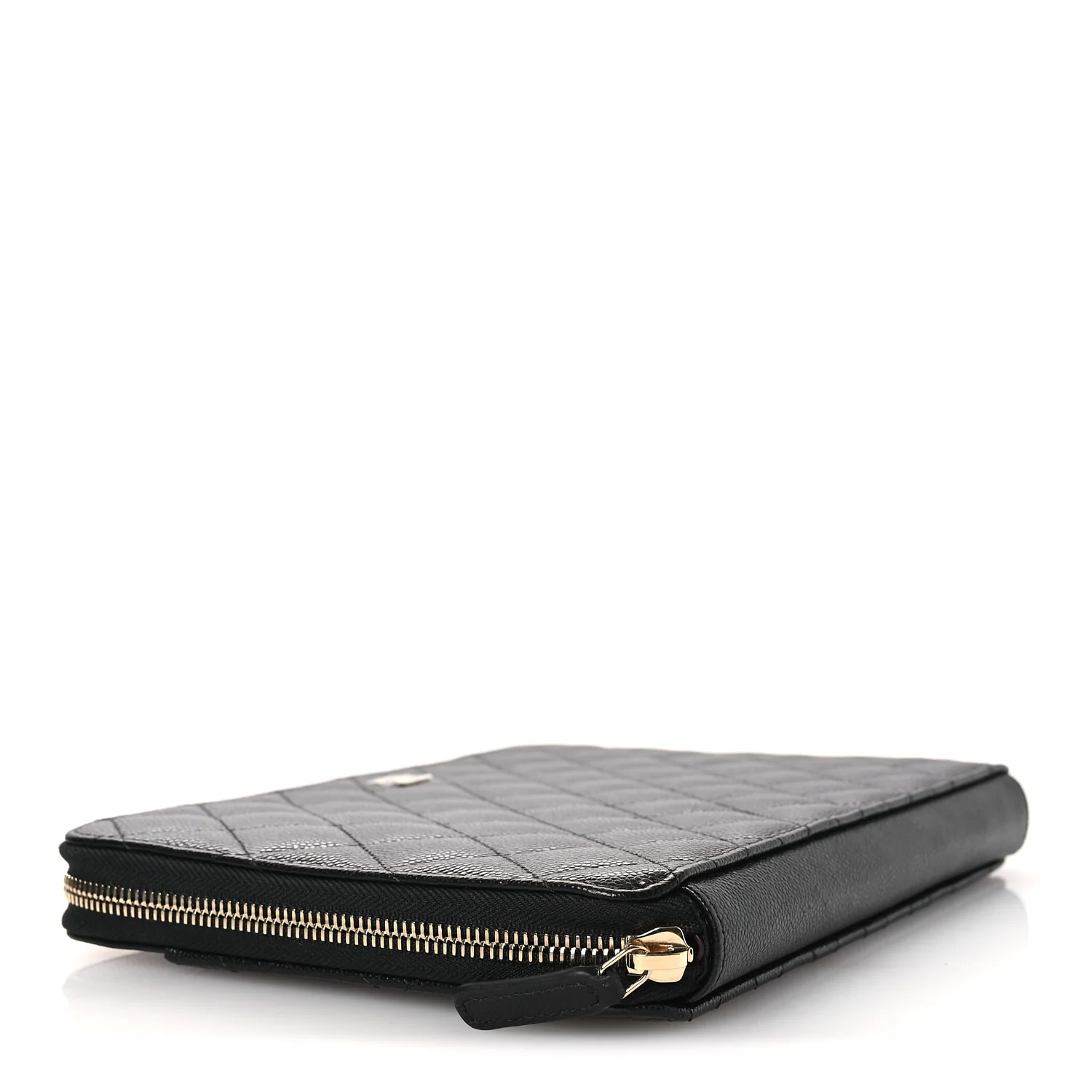 Caviar Quilted Zipped Travel Pouch Black - Image 4