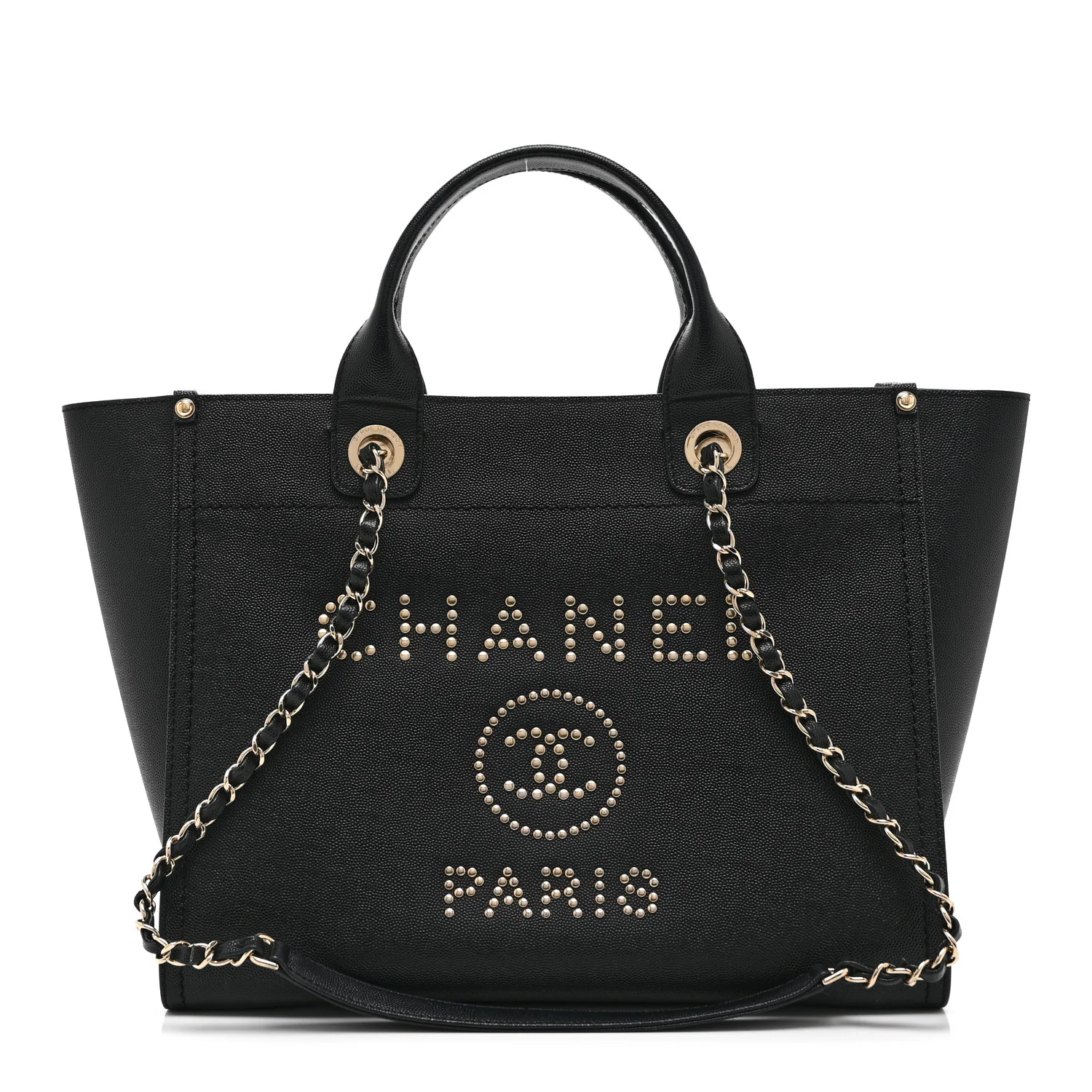 Caviar Small Studded Deauville Tote Black