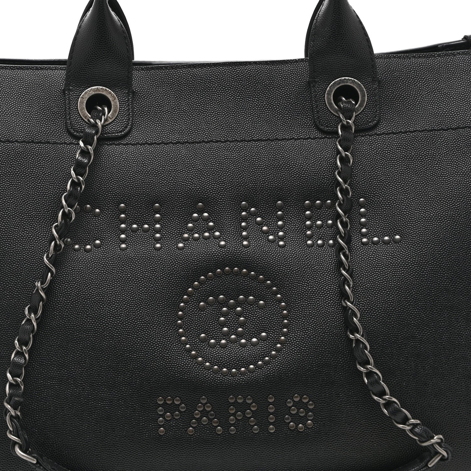 Caviar Small Studded Deauville Tote Black - Image 8