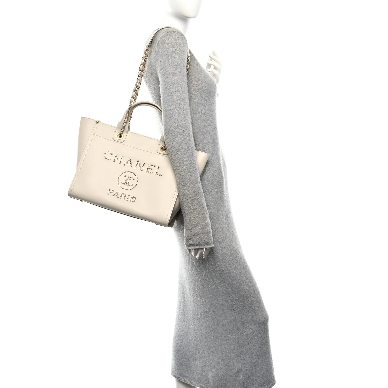 Caviar Small Studded Deauville Tote Ivory - Image 2