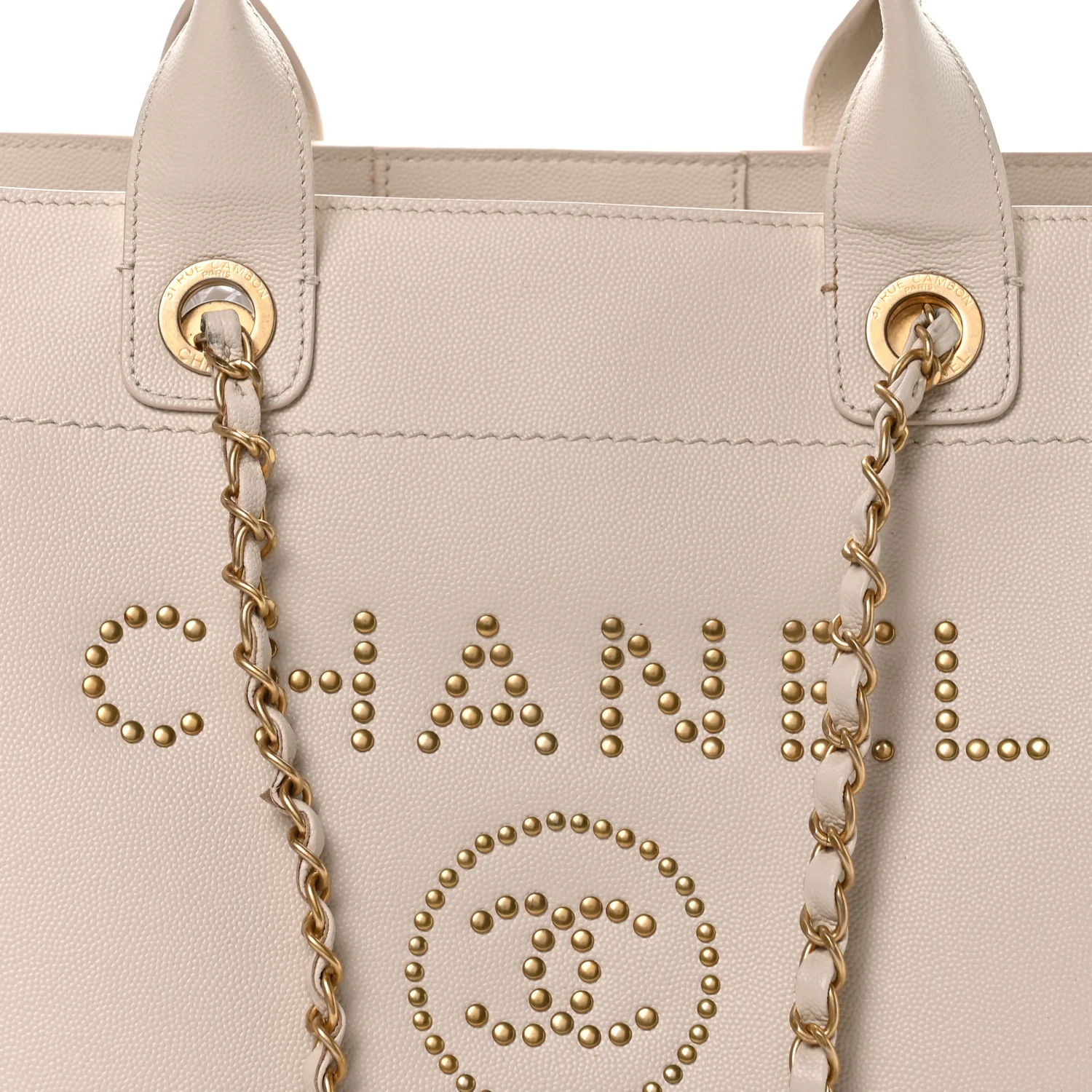 Caviar Small Studded Deauville Tote Ivory - Image 8