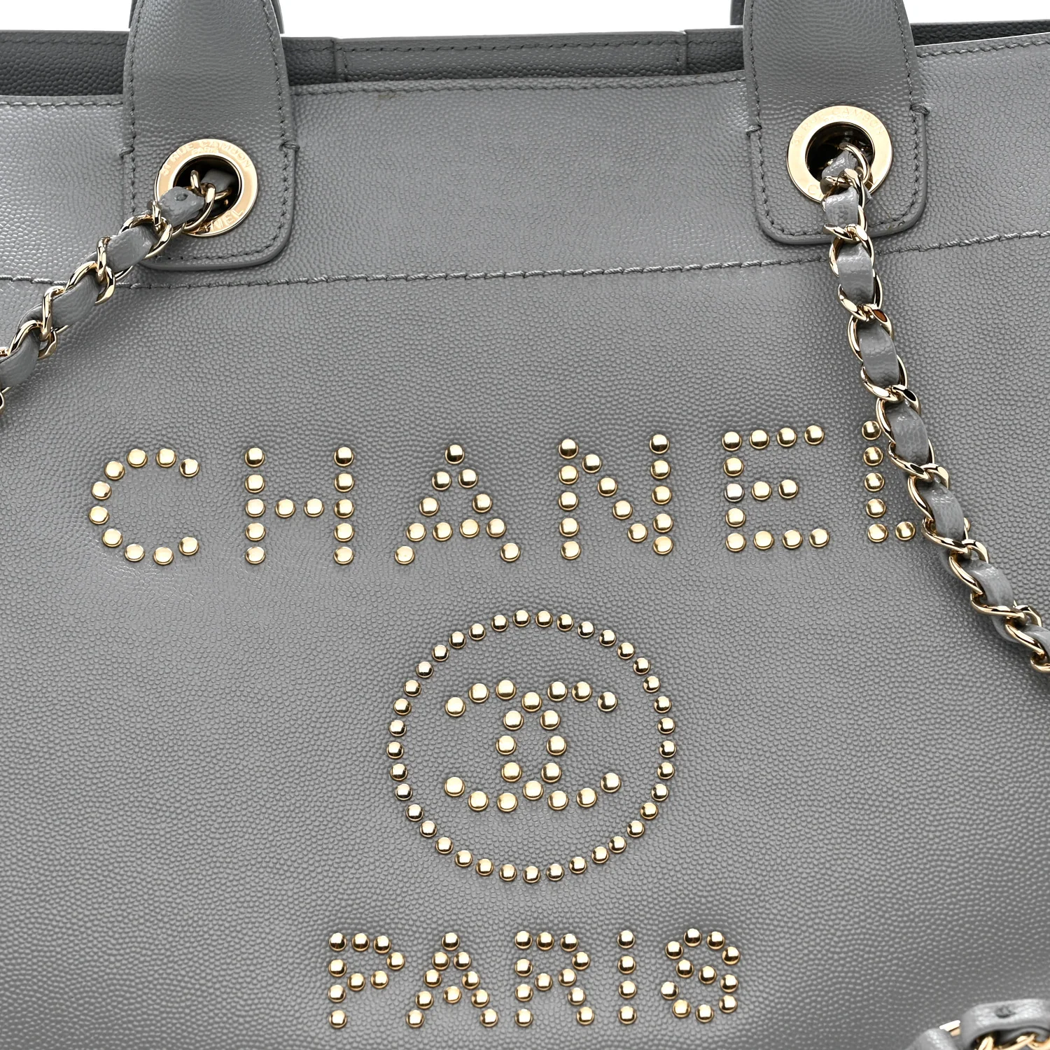Caviar Studded Medium Deauville Tote Grey - Image 8
